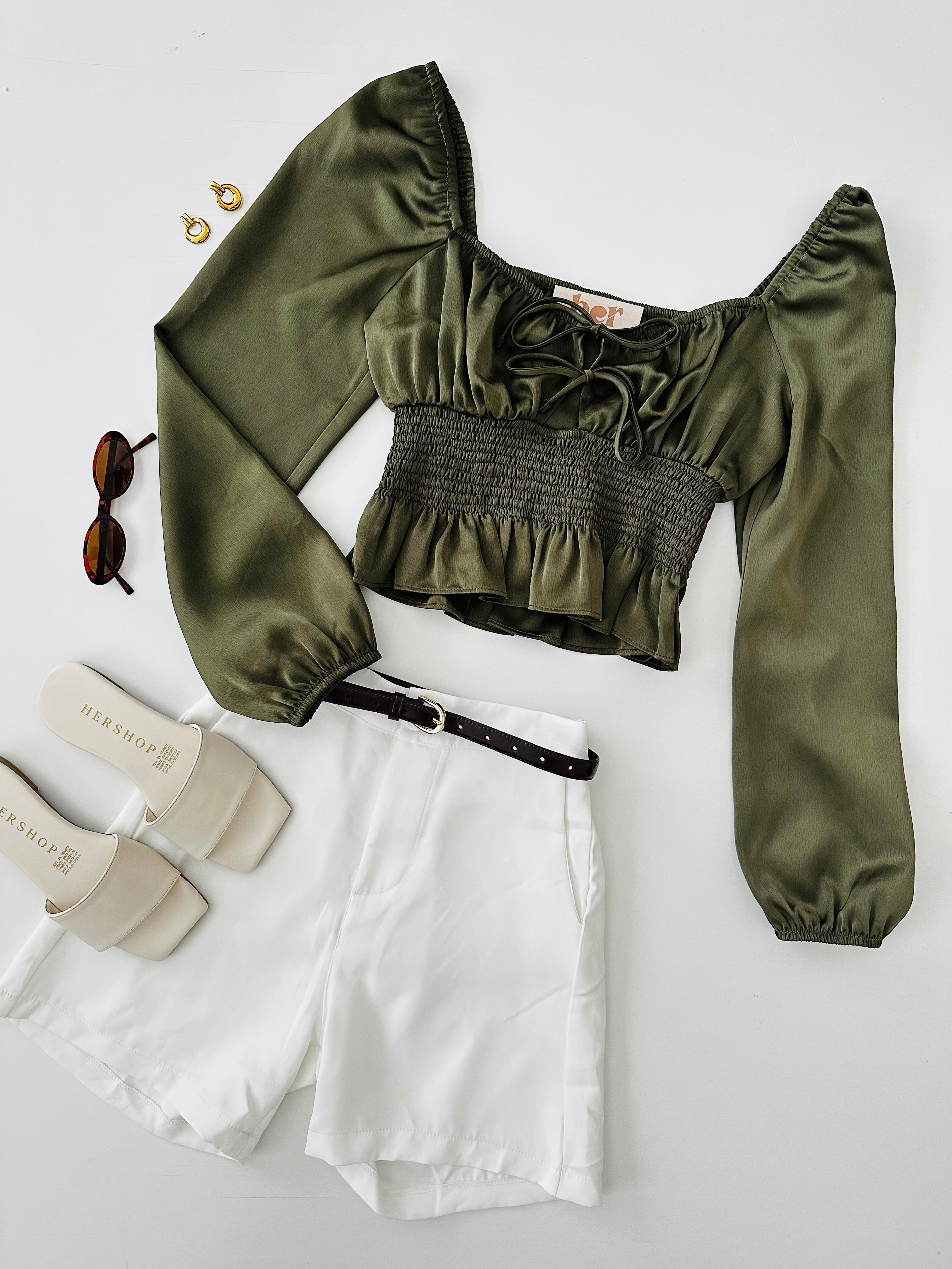 Blusa satin militar