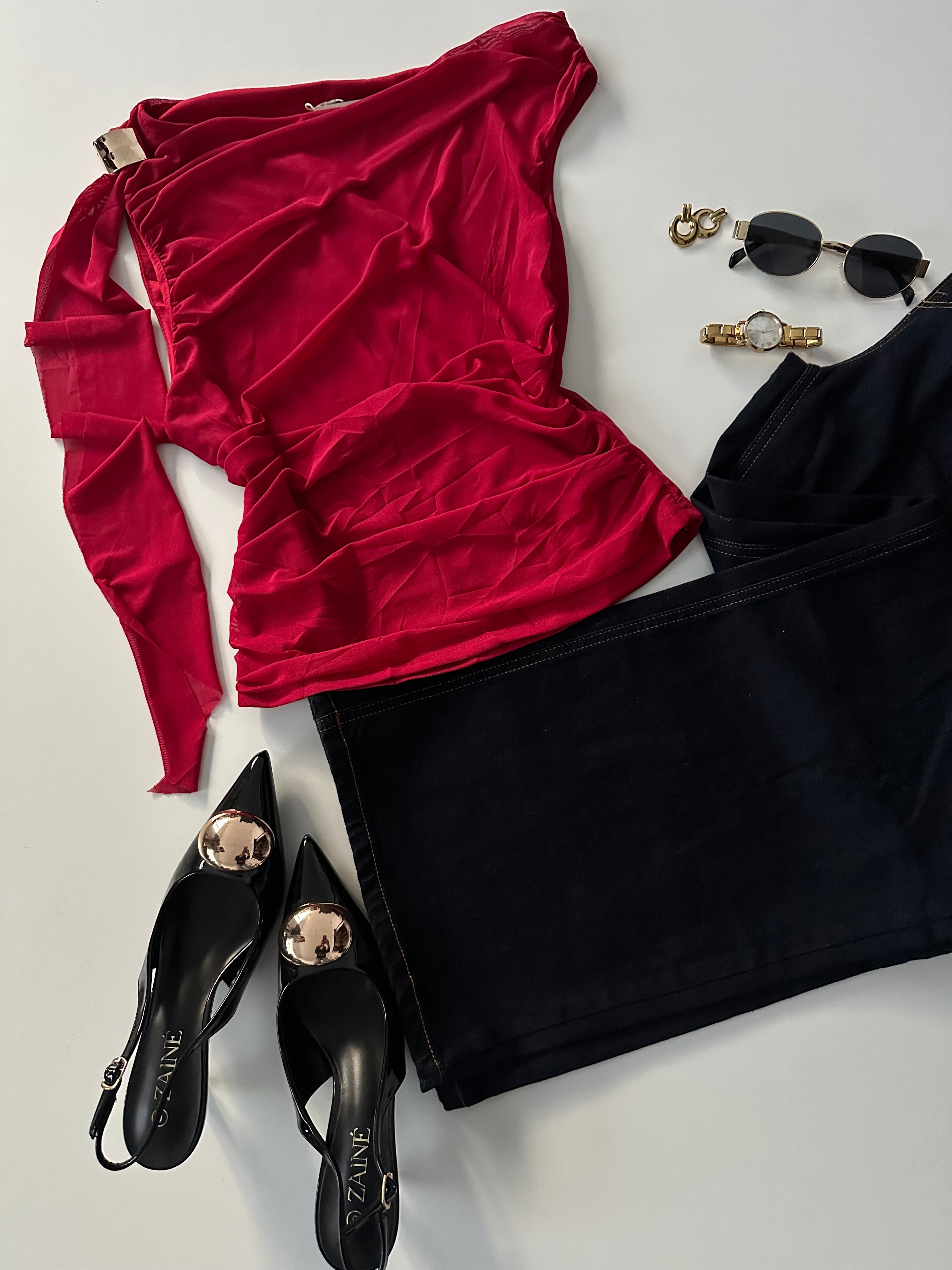 Blusa mesh con listón