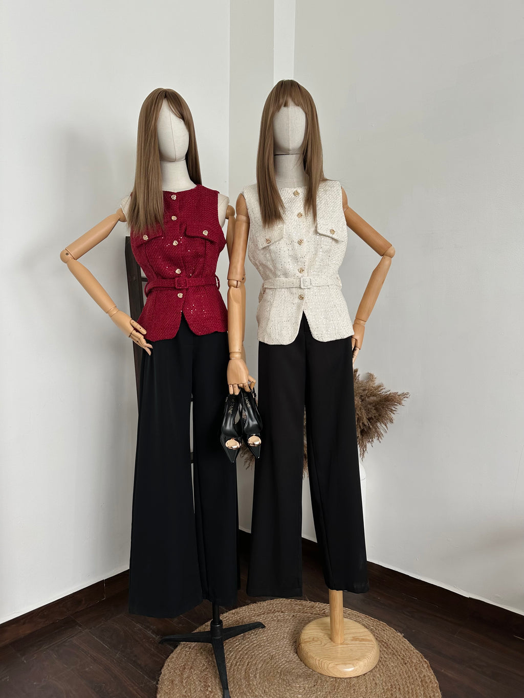 Chaleco lentejuelas c/cinto