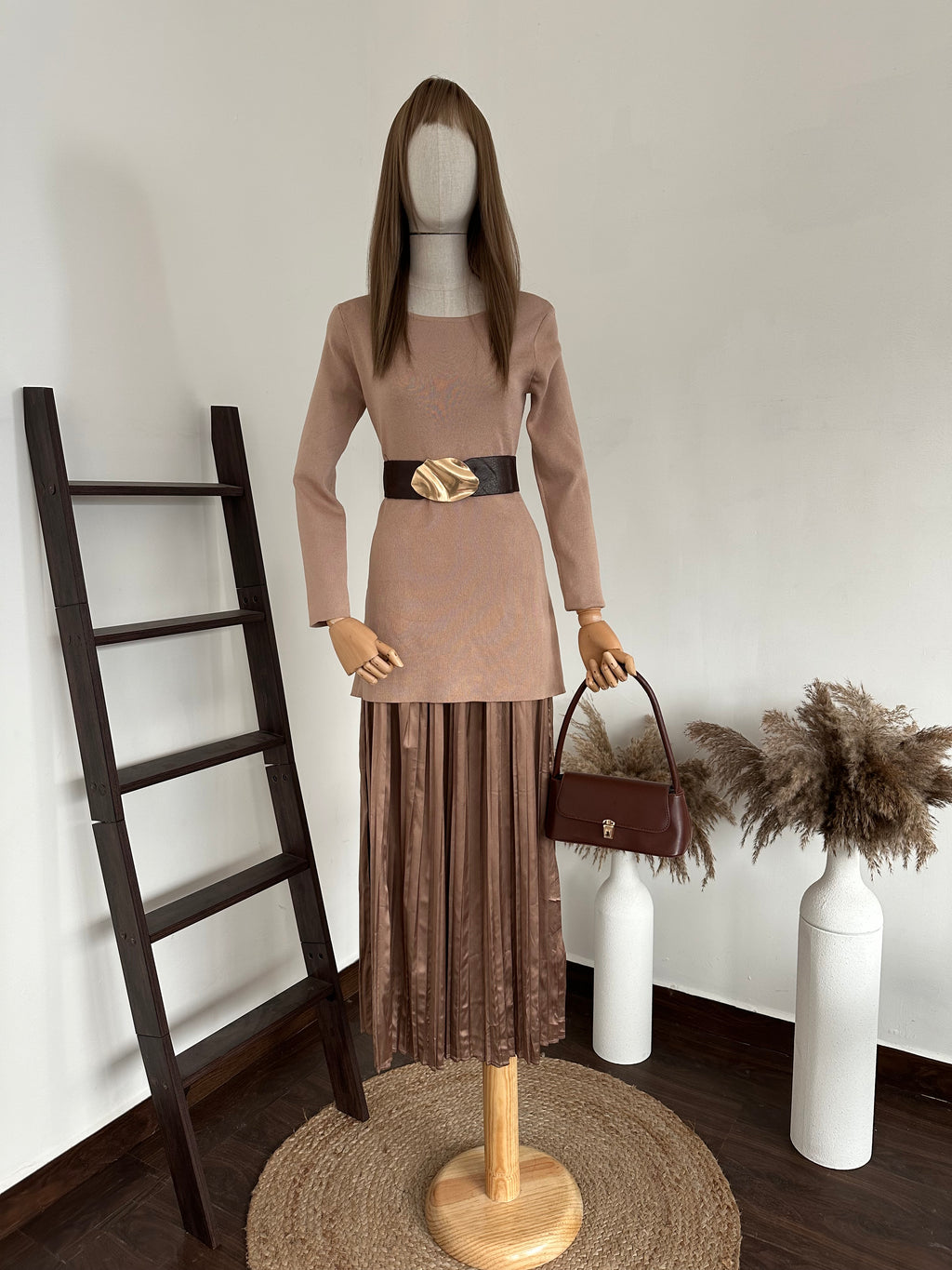 Vestido con caída tableada