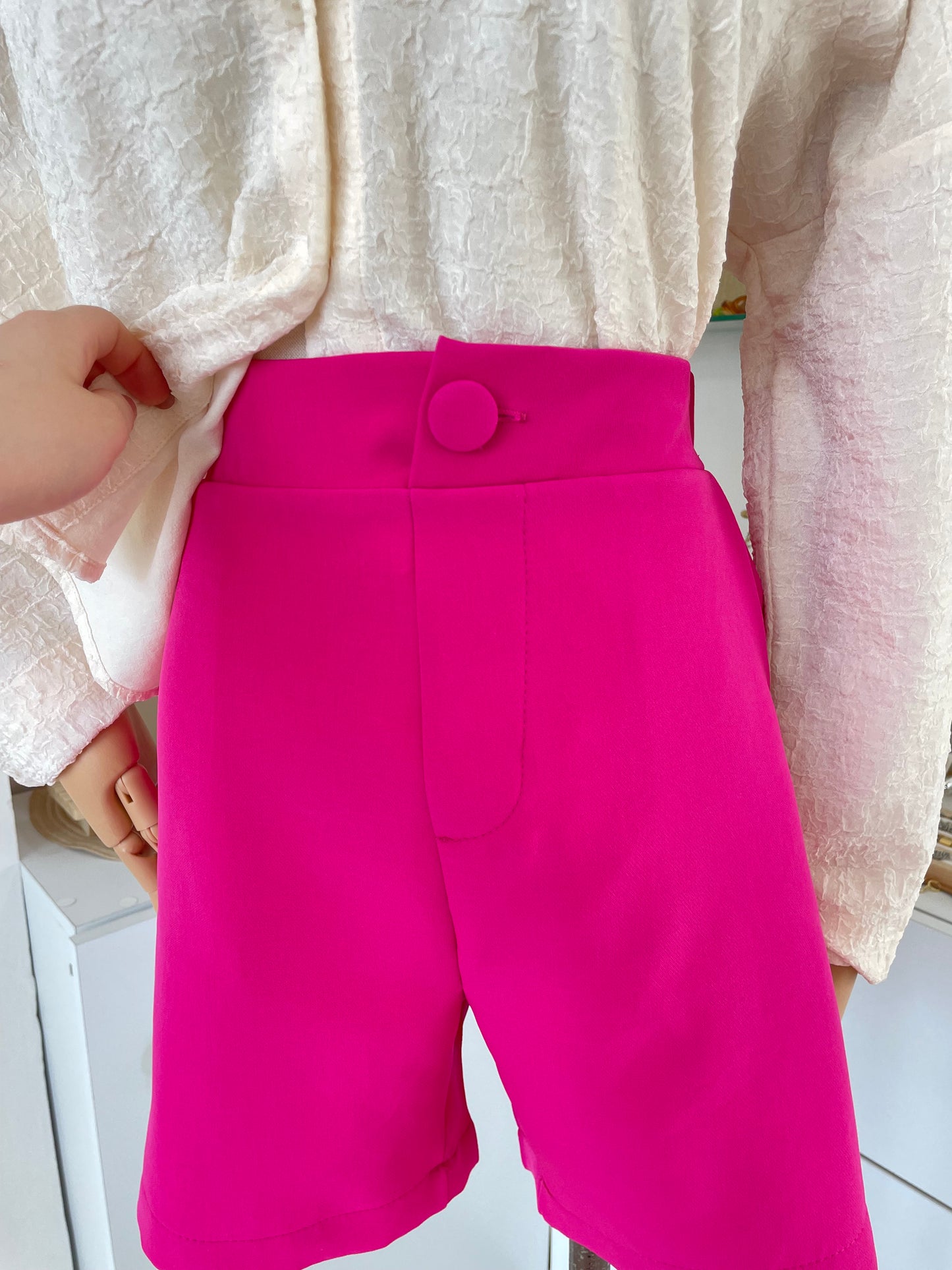 Short tiro alto rosa