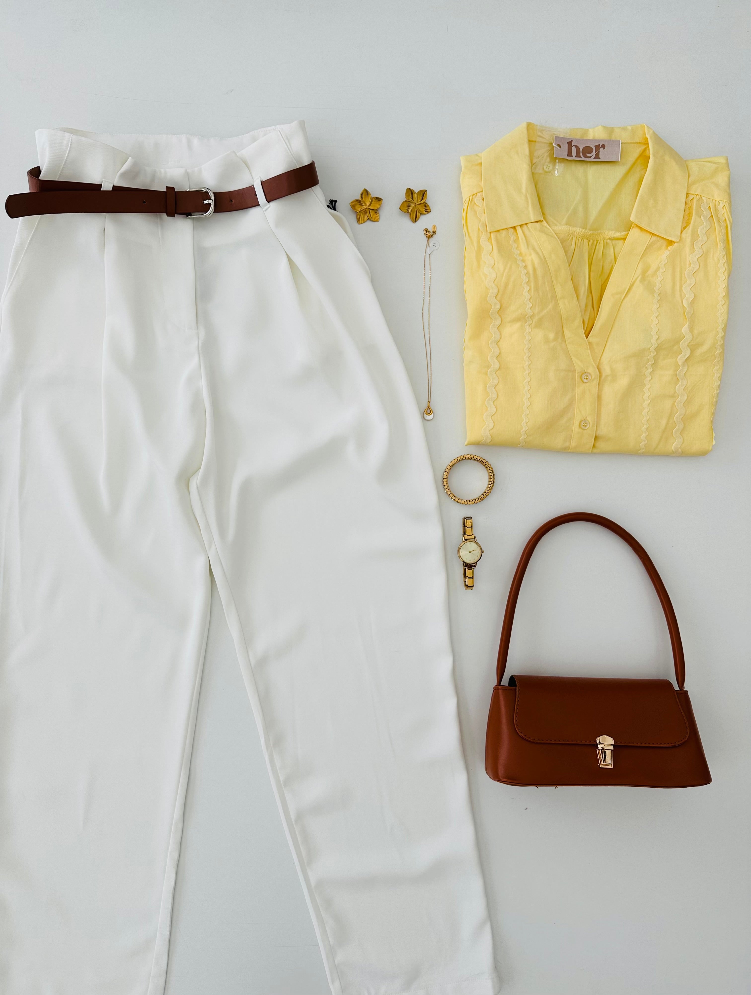Pantalón con cinto Milk & honey