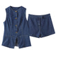 Set denim short-vest