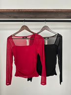Blusa mesh manga larga