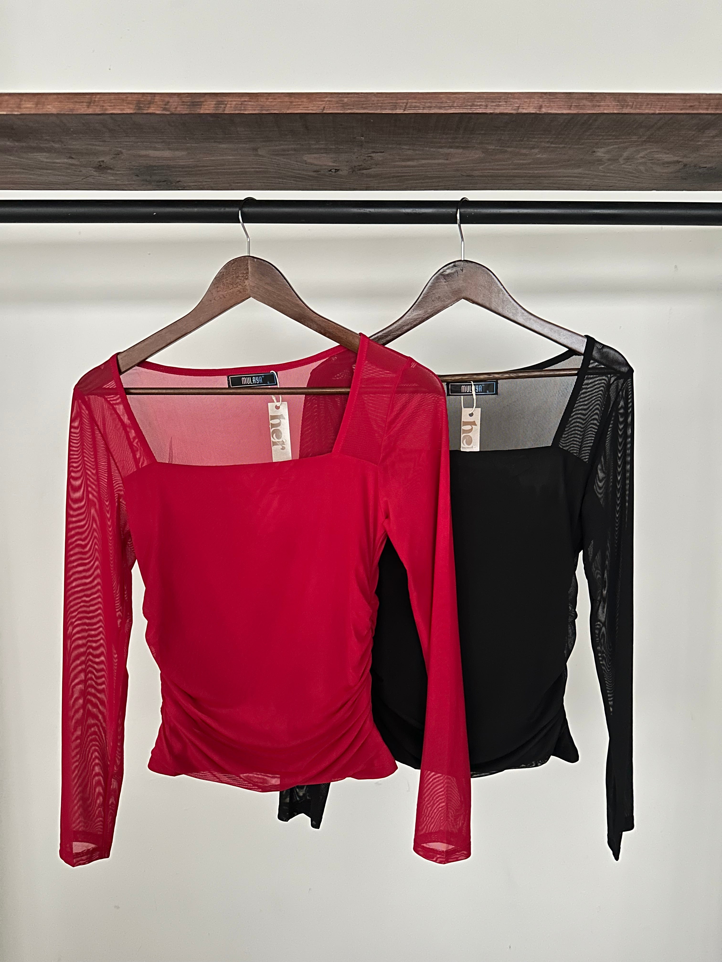 Blusa mesh manga larga