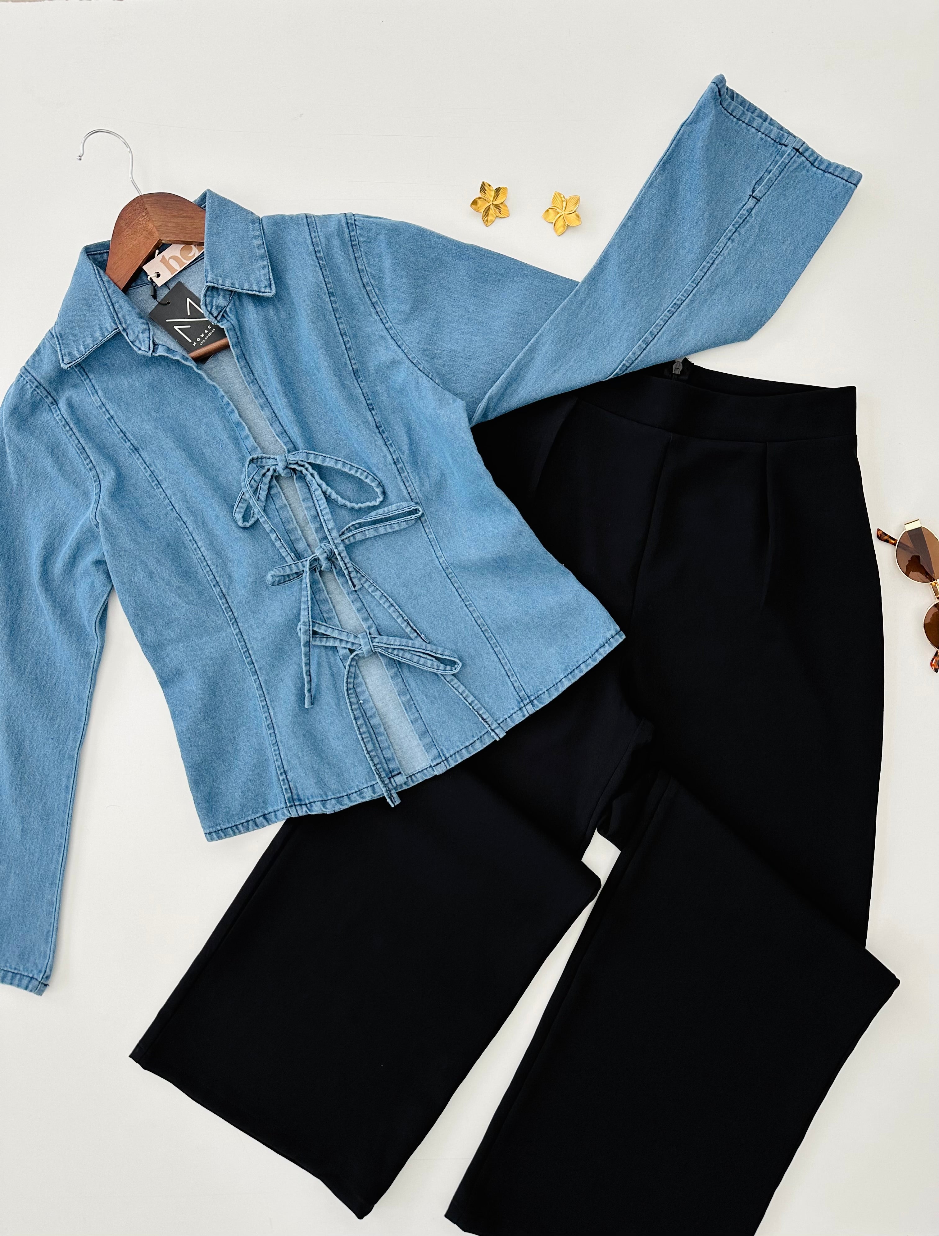Camisa denim moños