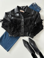 Chamarra de piel c/flecos