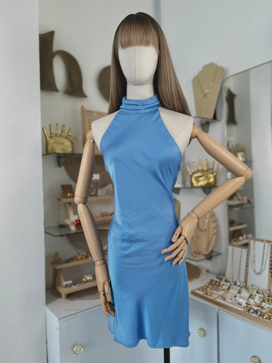 Vestido satinado azul