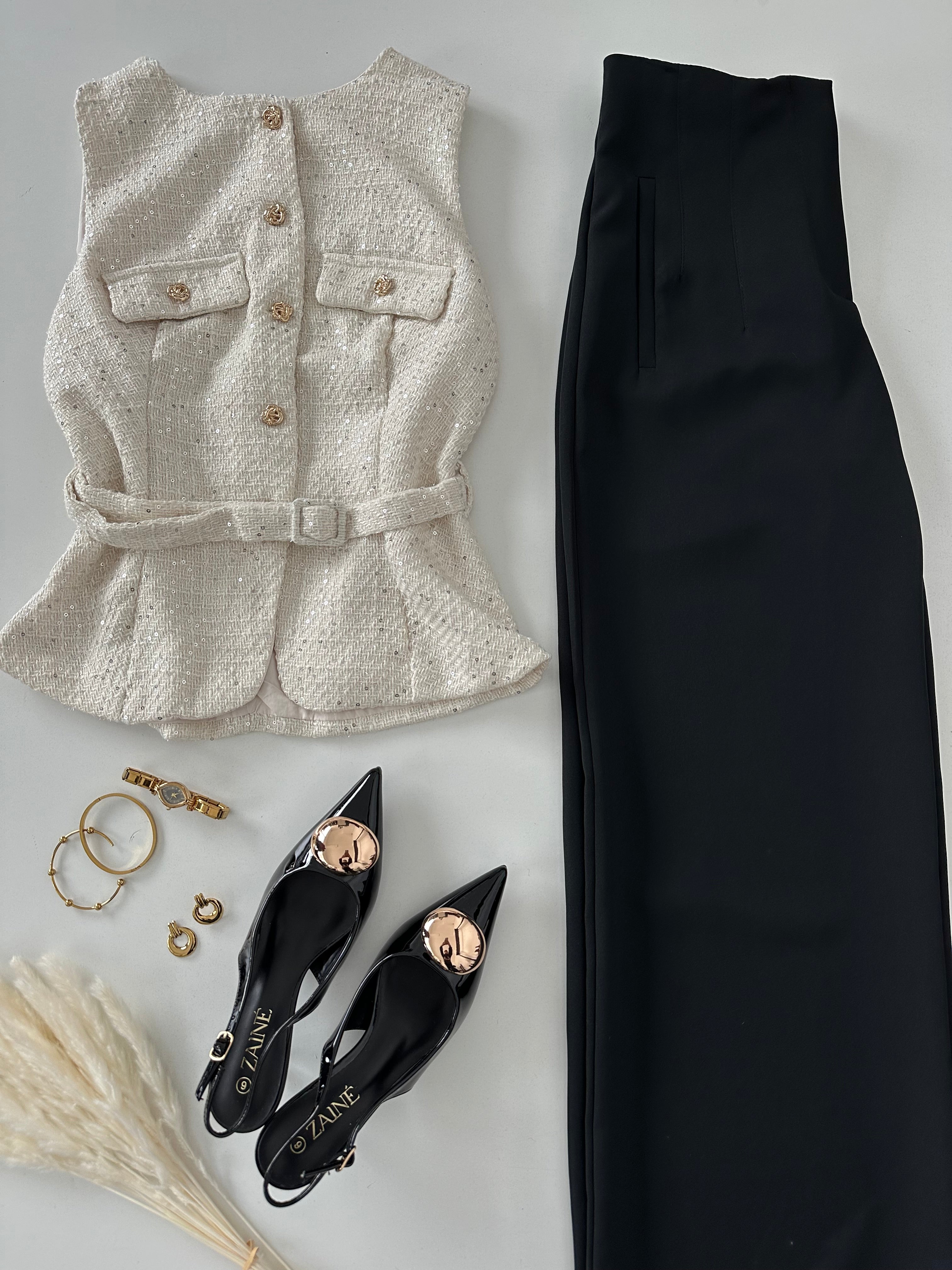 Chaleco lentejuelas c/cinto