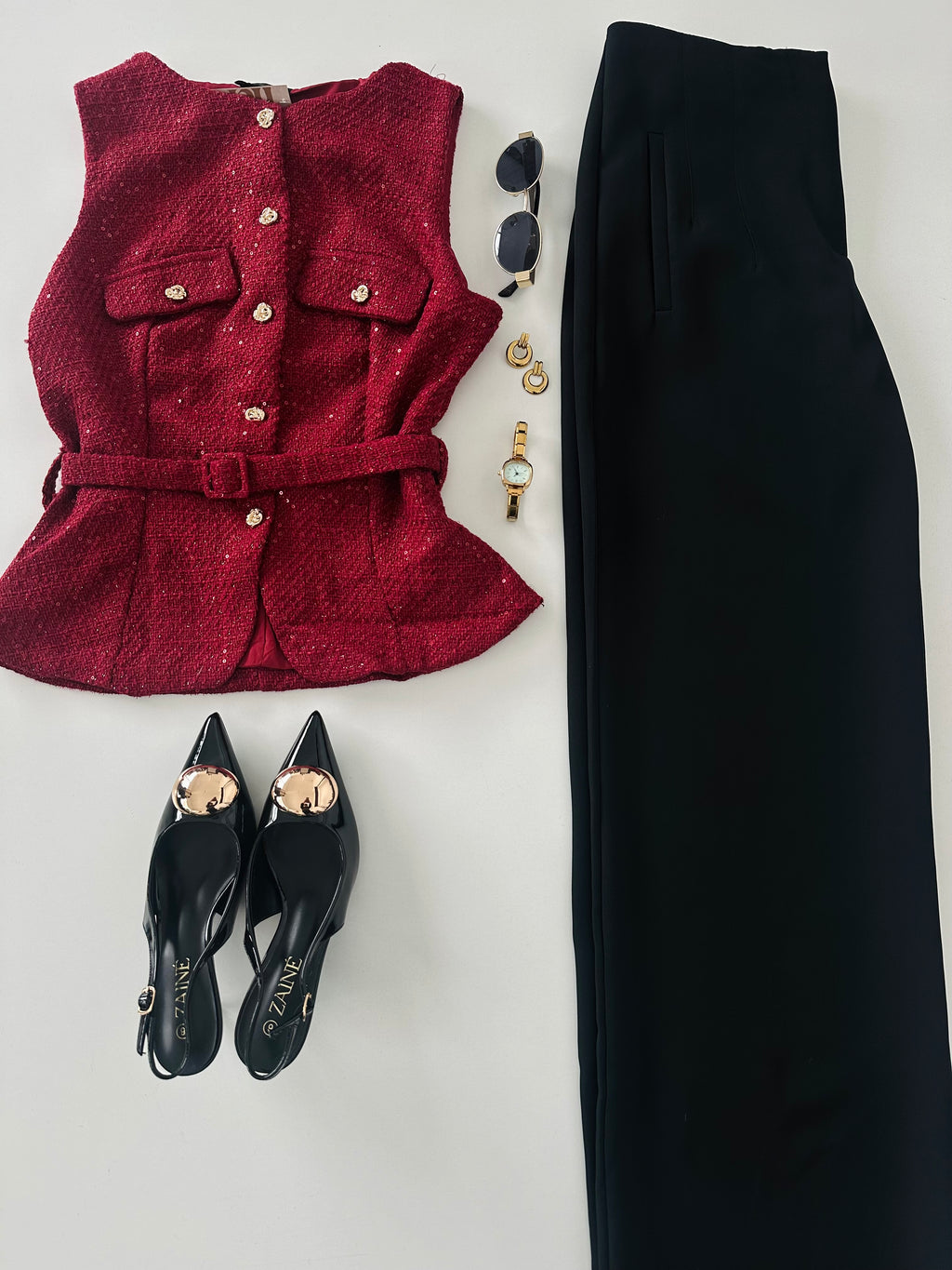 Chaleco lentejuelas c/cinto