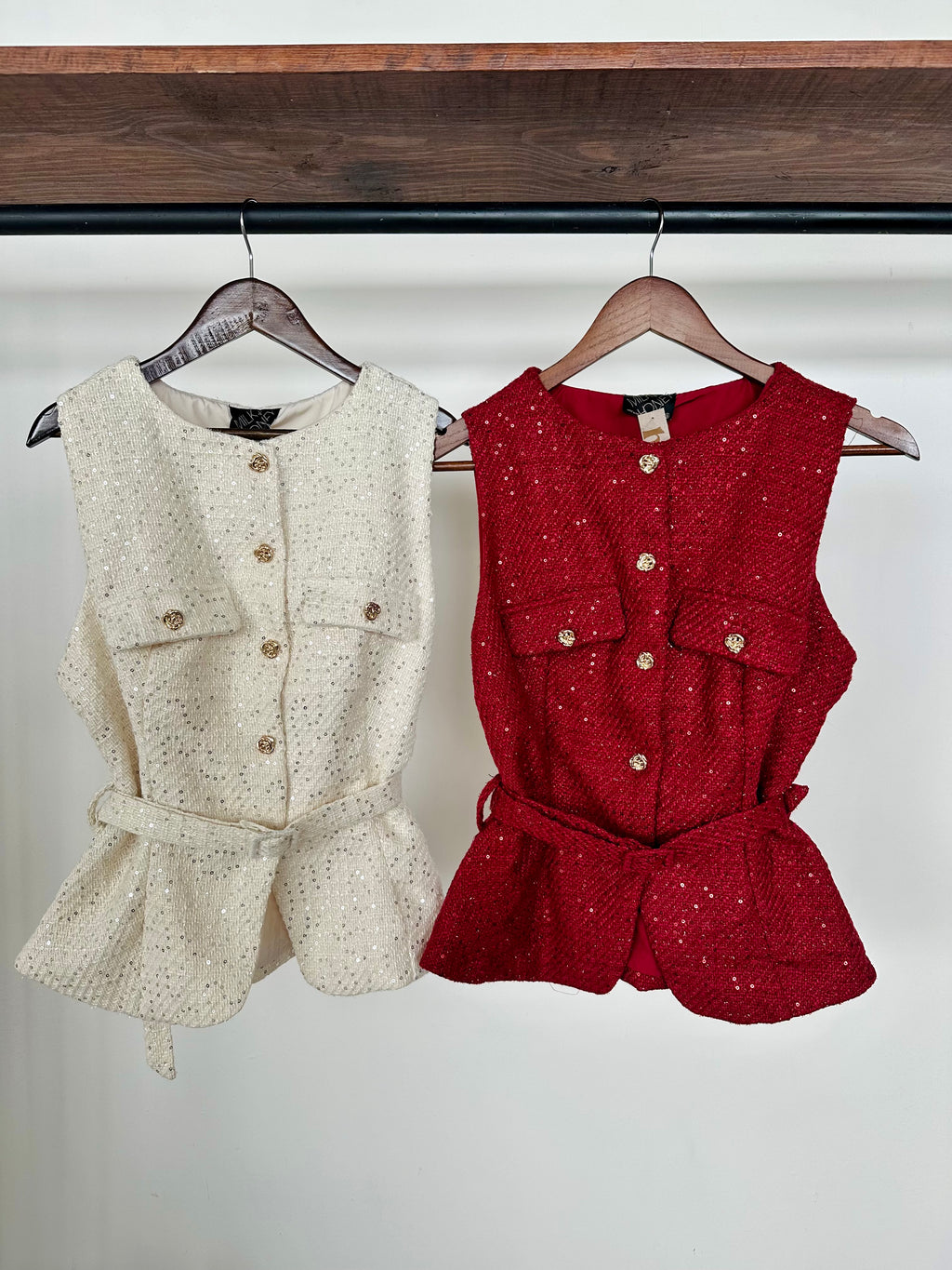 Chaleco lentejuelas c/cinto