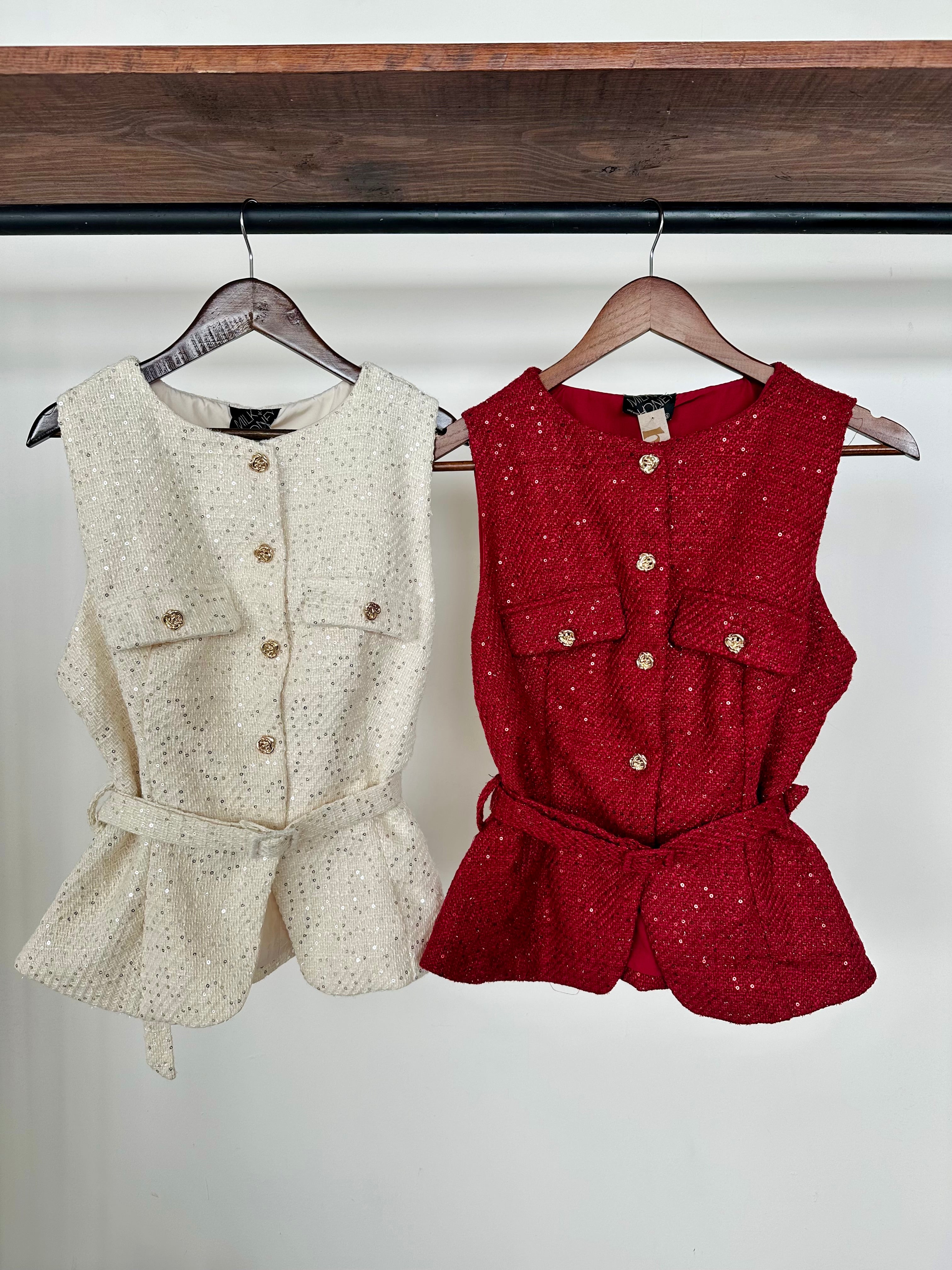 Chaleco lentejuelas c/cinto