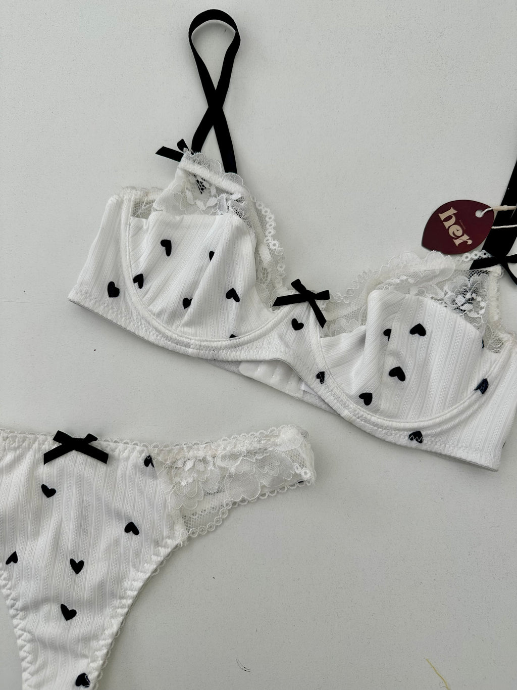 Set corazón c/encaje