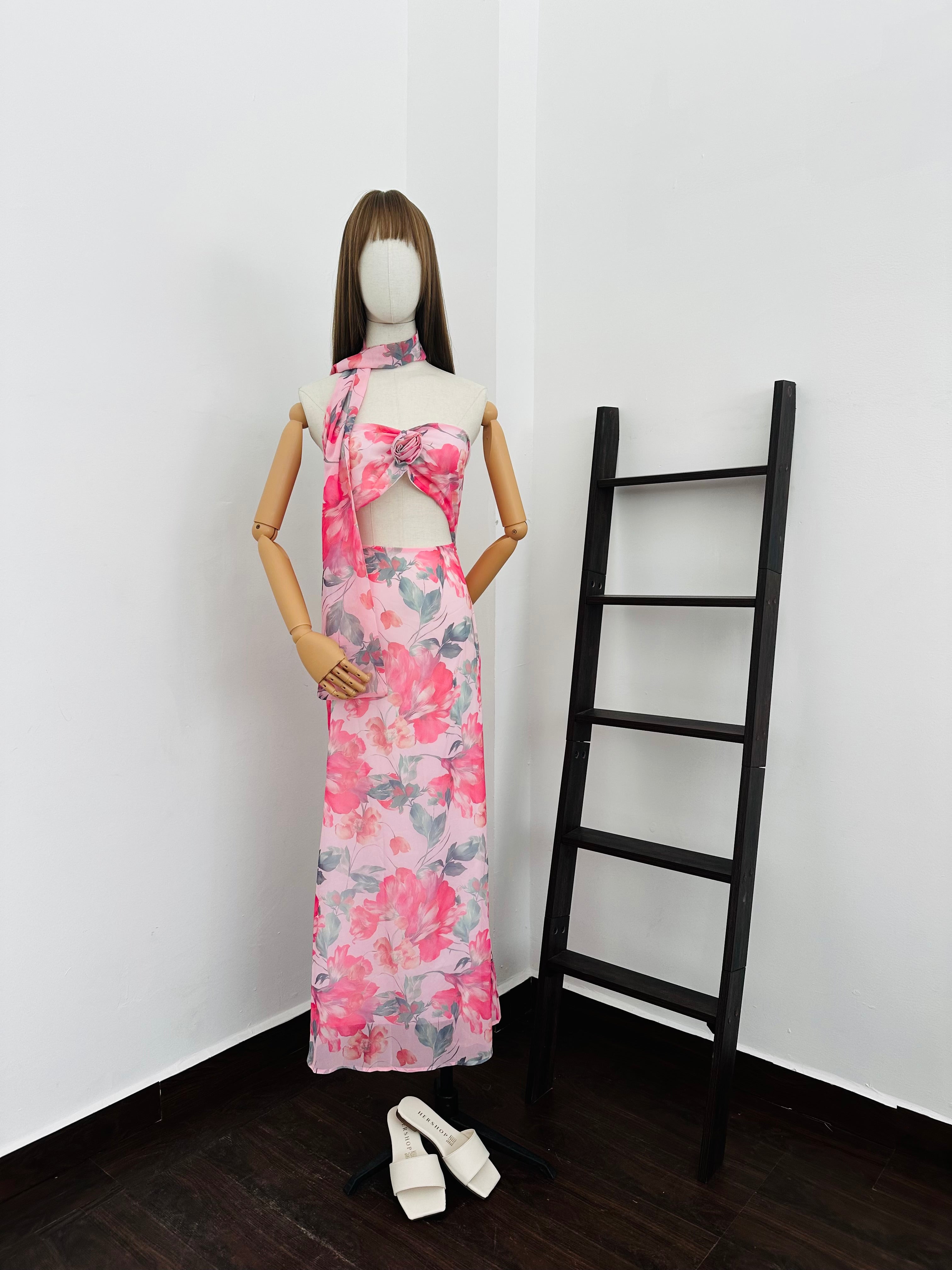 Vestido rosa Halter