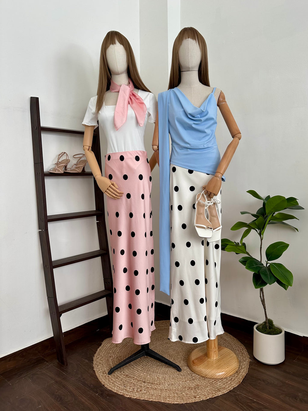 Falda larga polka