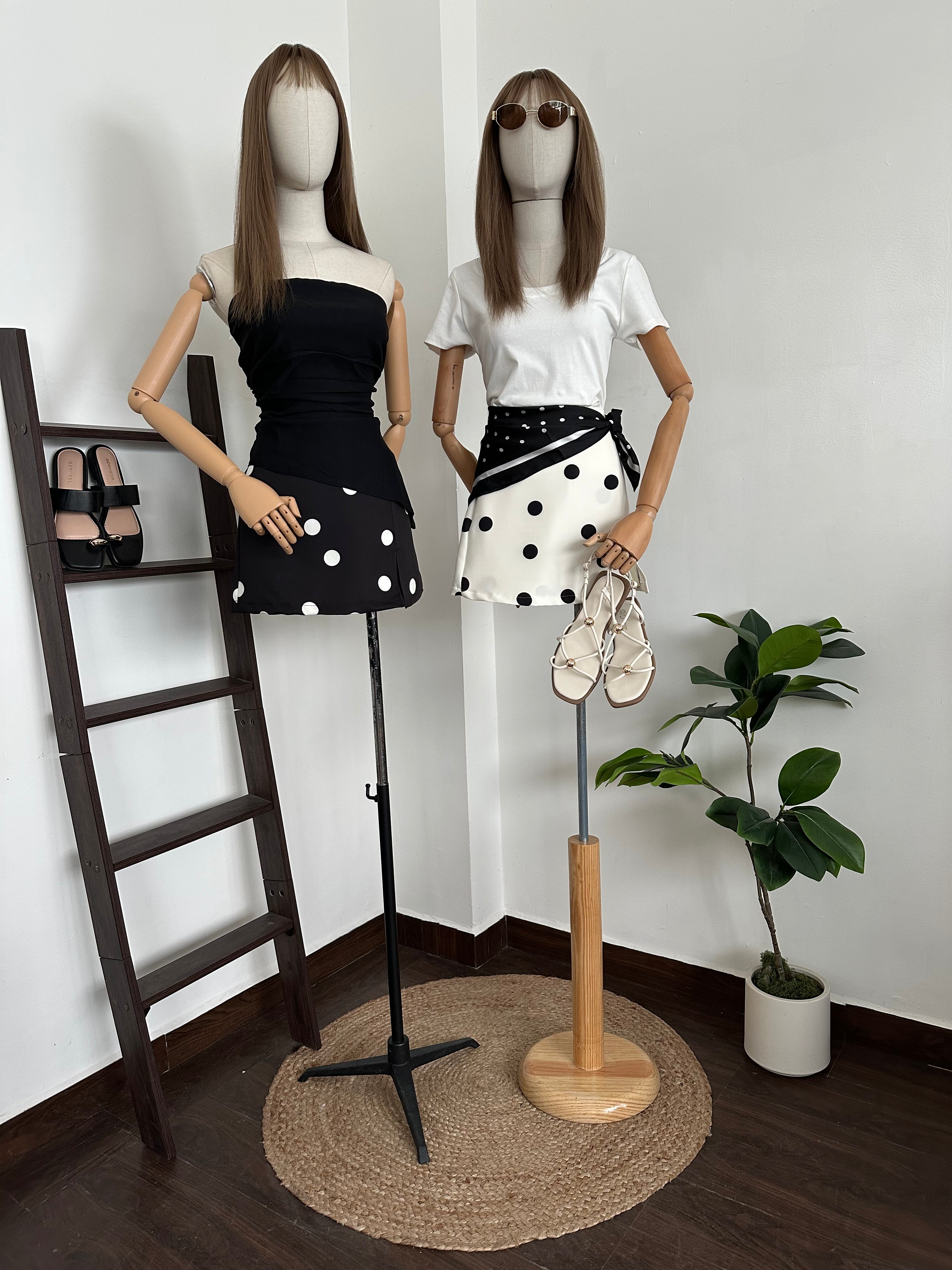 Falda short polka dots
