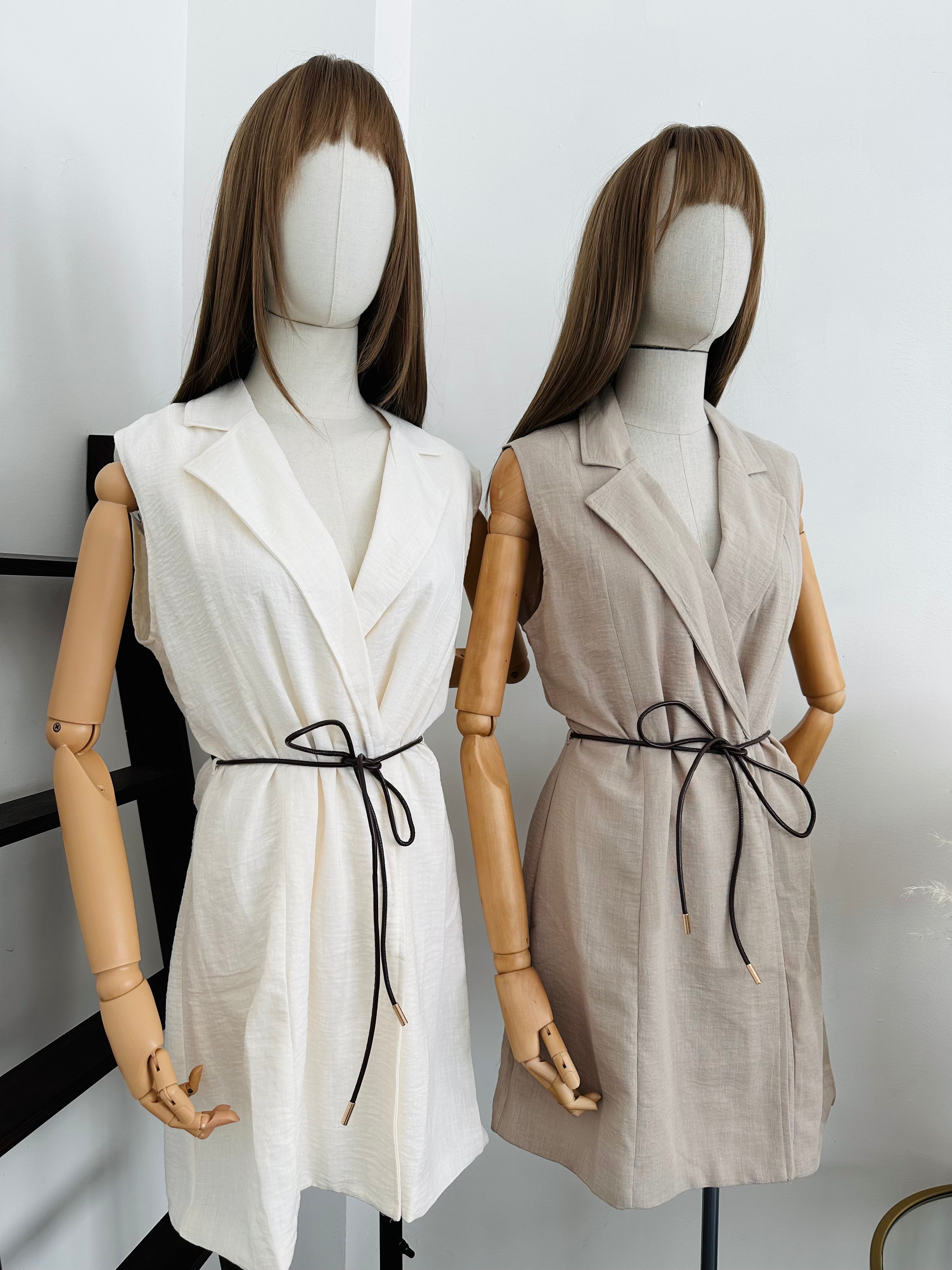 Vestido lino con cinto
