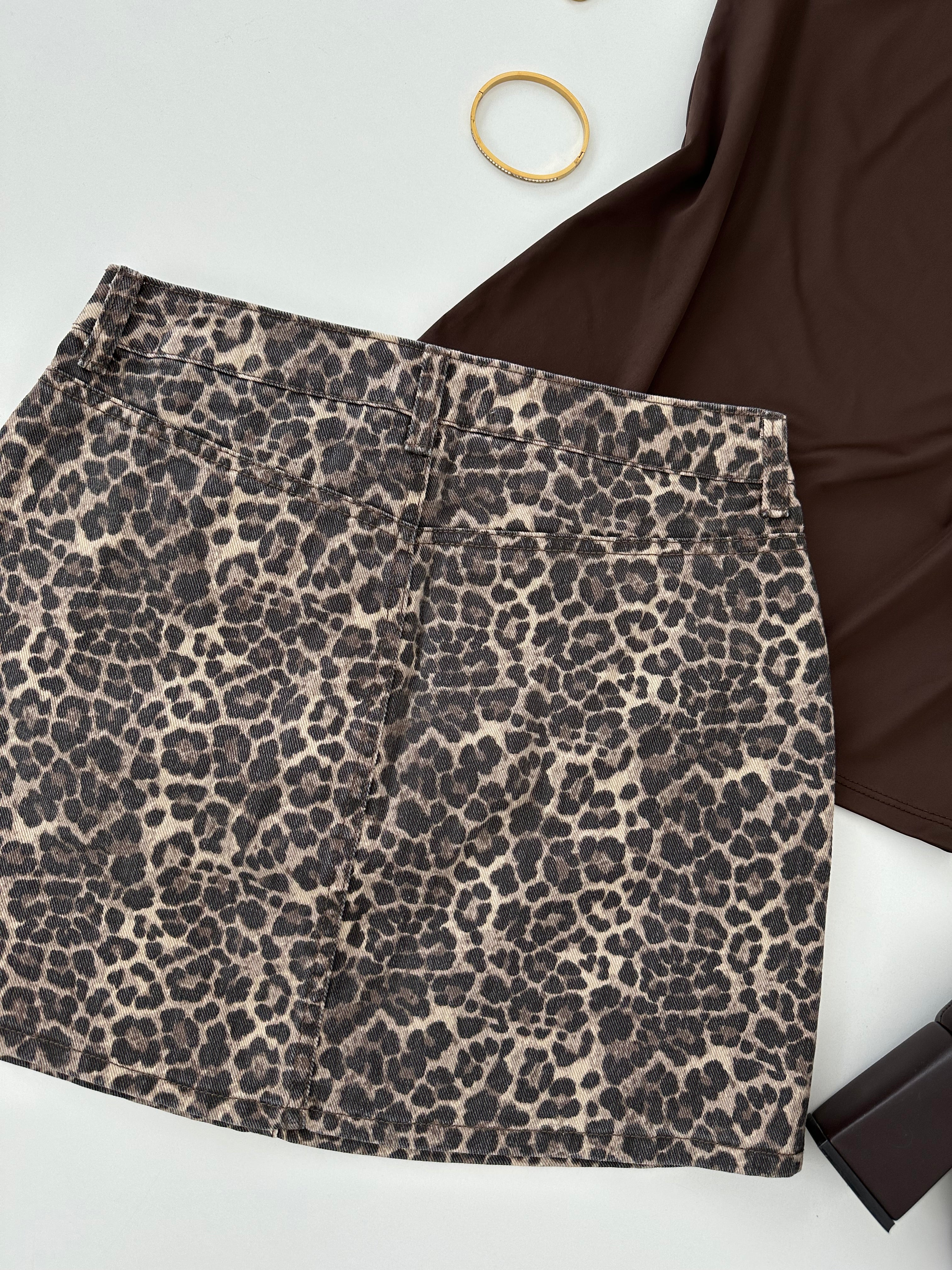 Falda denim animal print