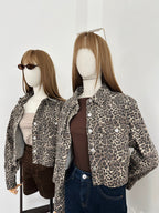 Crop jacket animal print