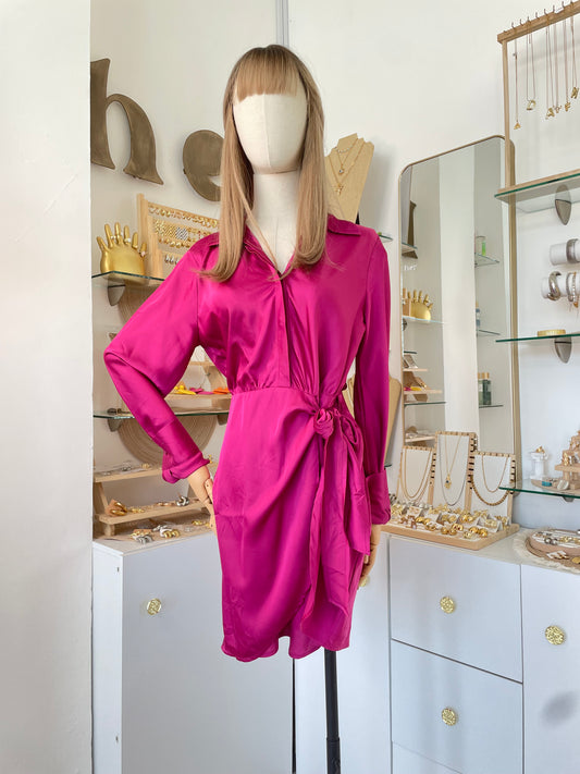 Vestido satinado rosa