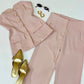 Conjunto strapless color rosa pastel