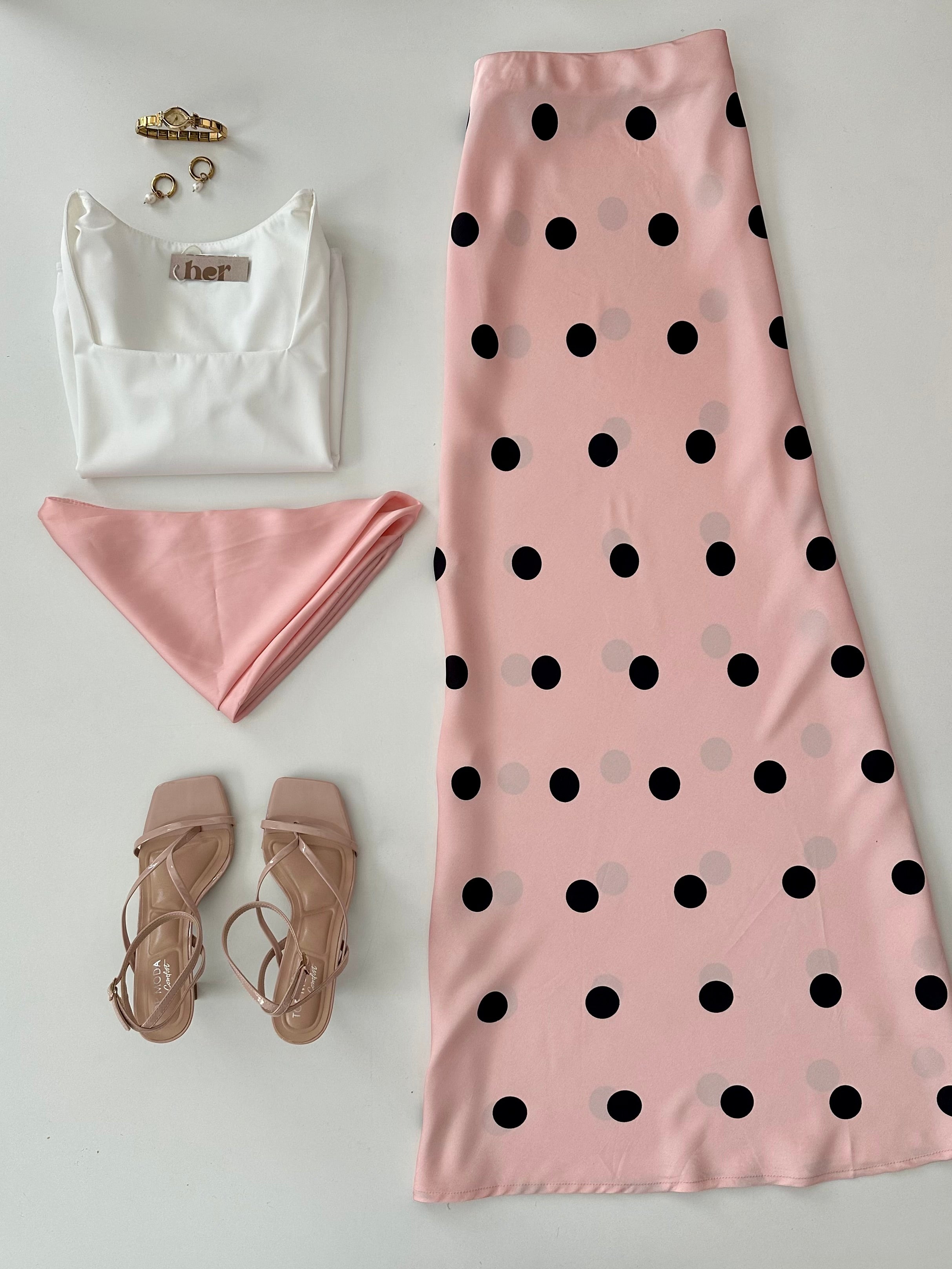 Falda larga polka