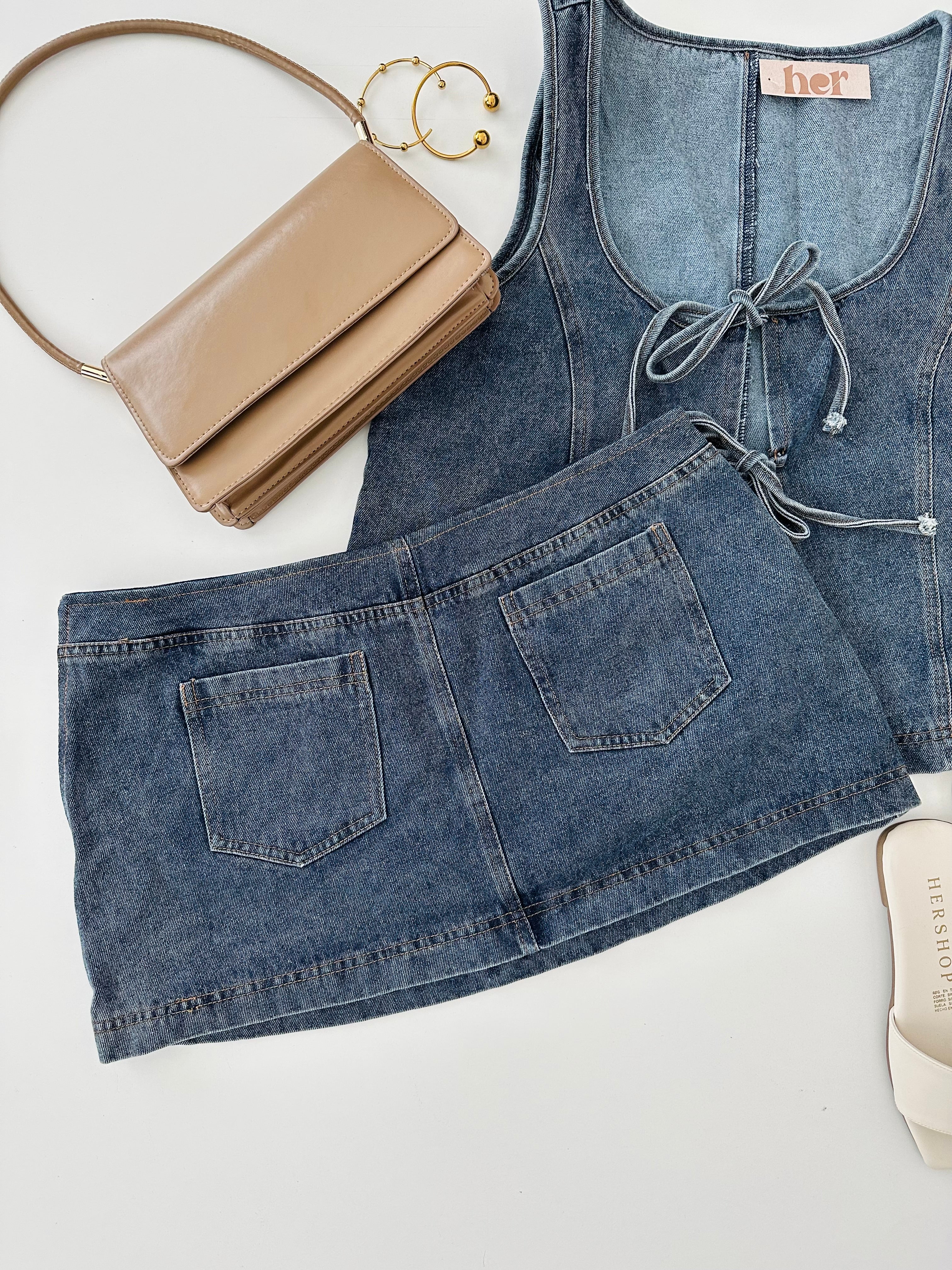 Set denim falda