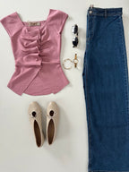 Blusa corrugada c/botones