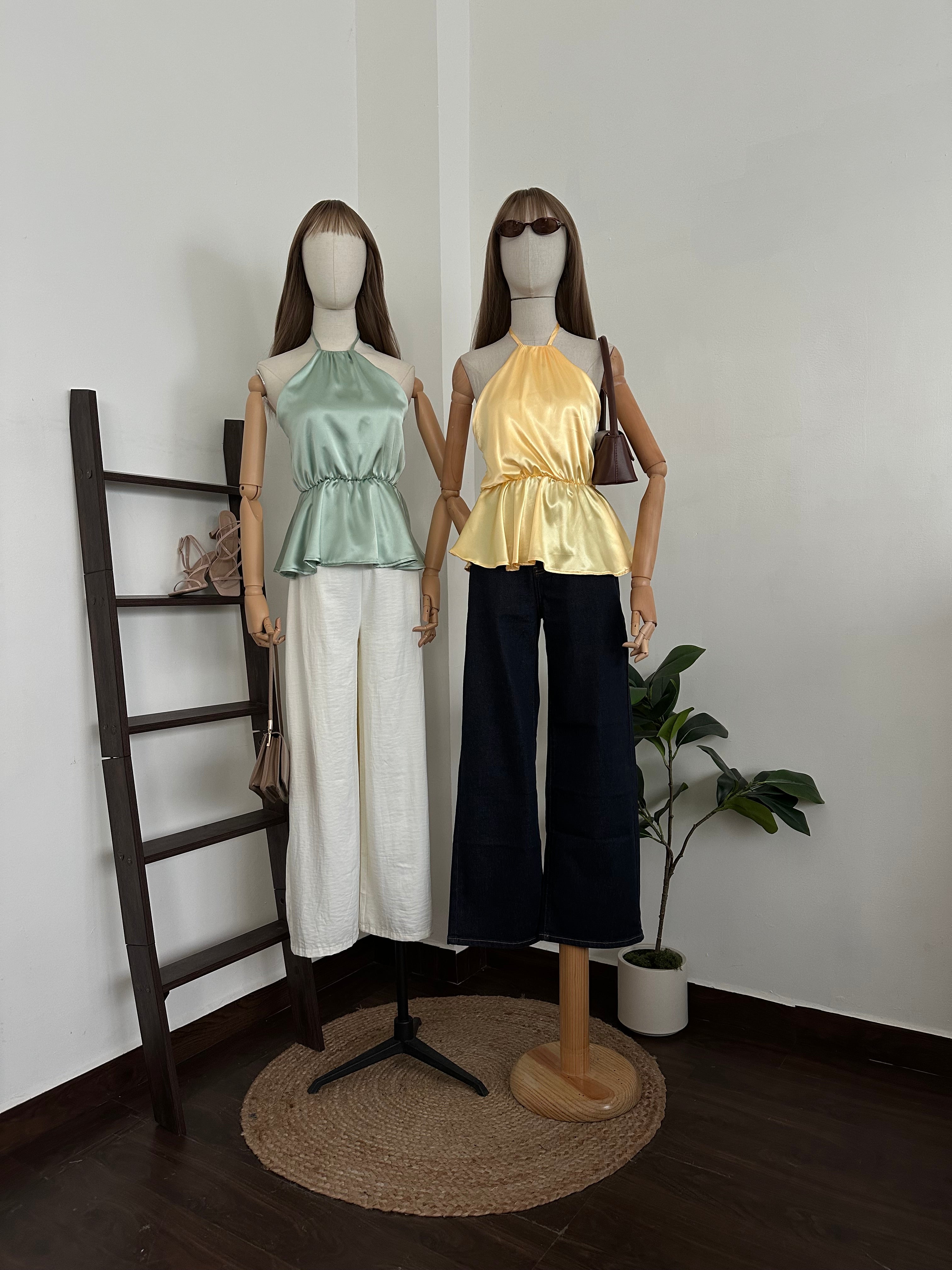 Blusas halter satinadas