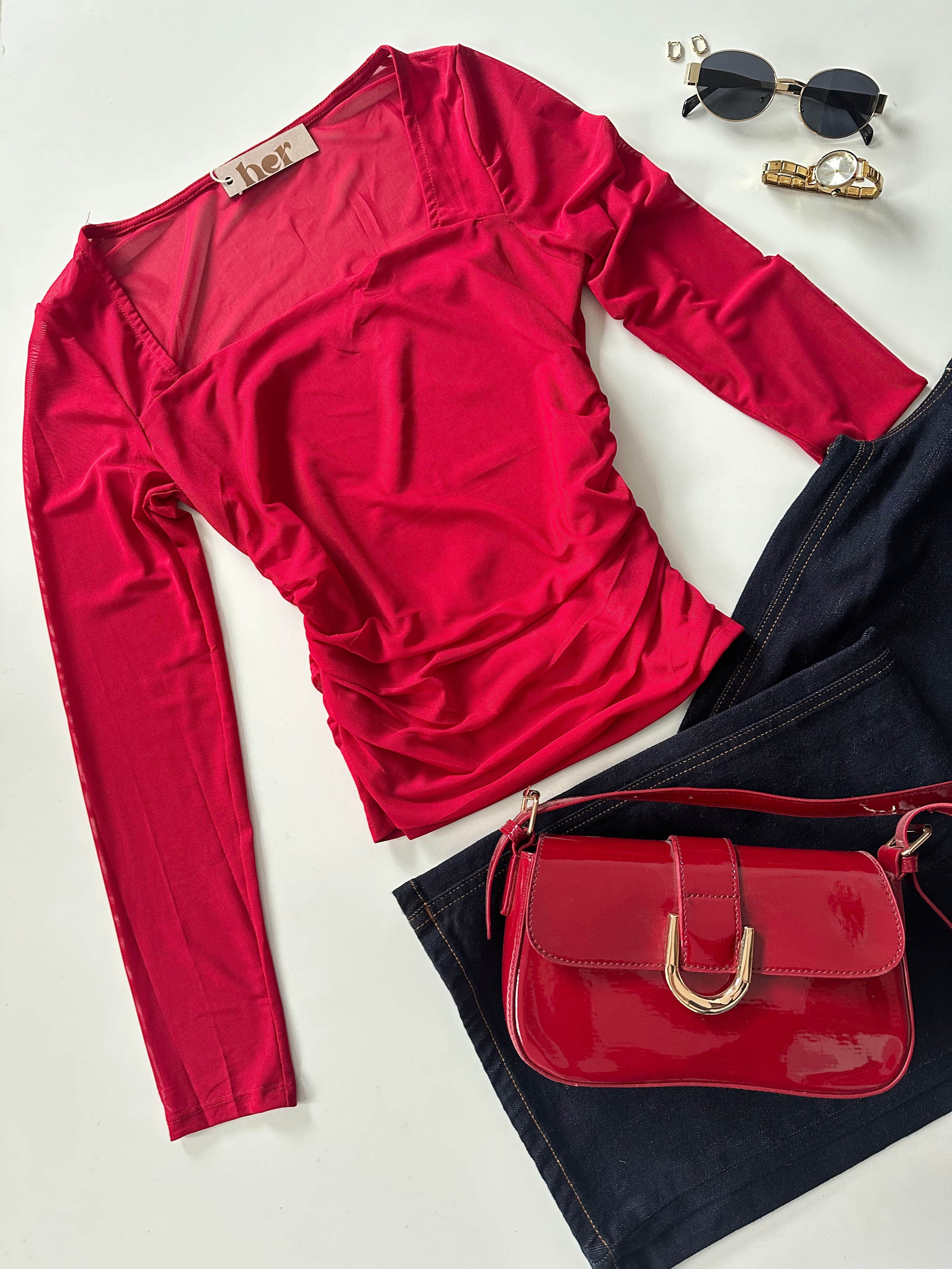 Blusa mesh manga larga