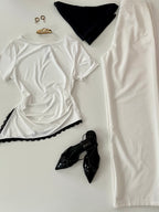 Blusa lisa con encaje