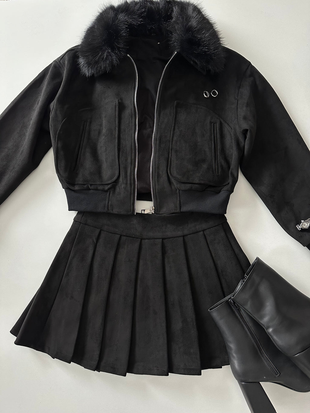 Falda tableada c/short