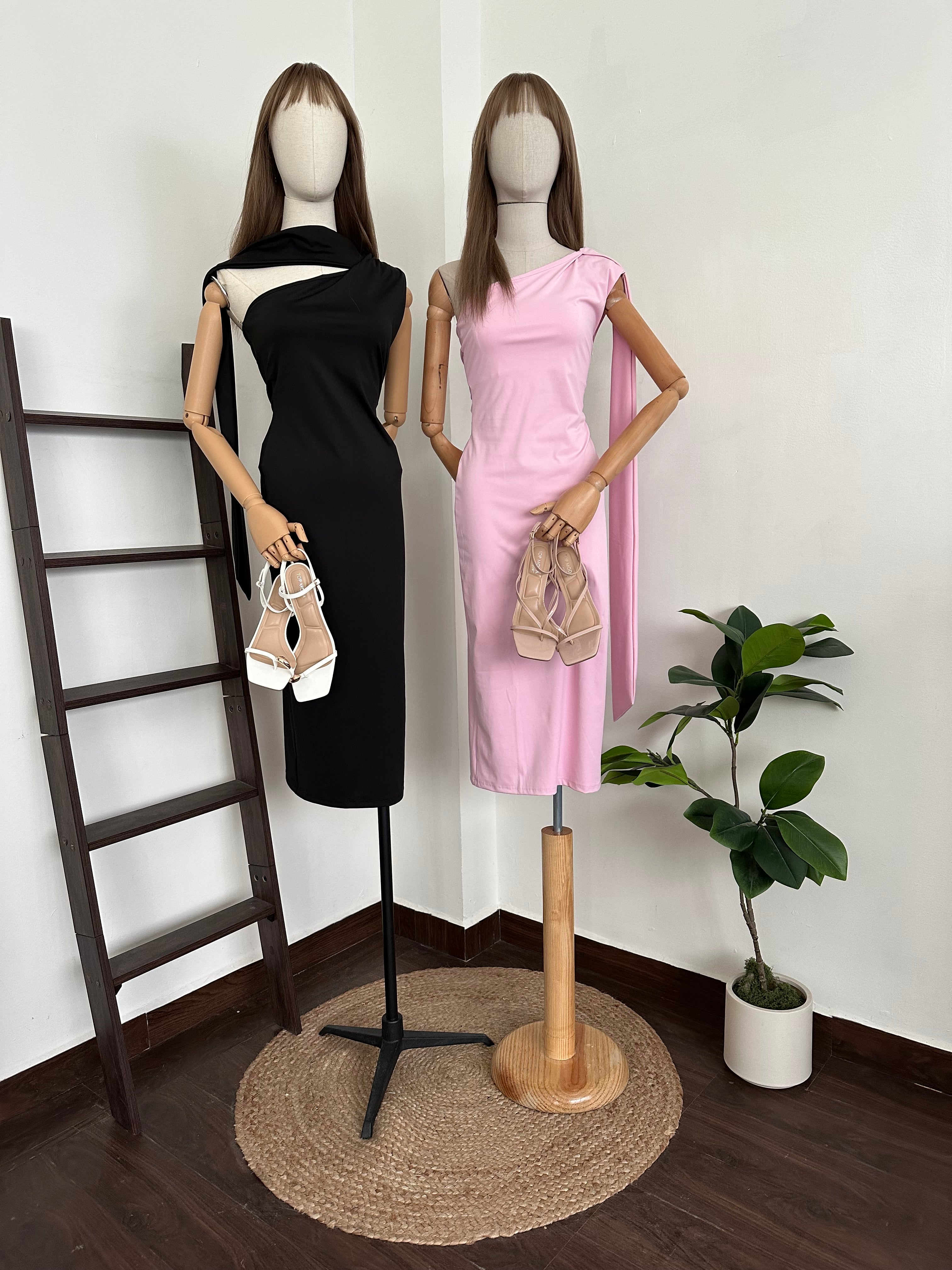 Vestido un hombro listón