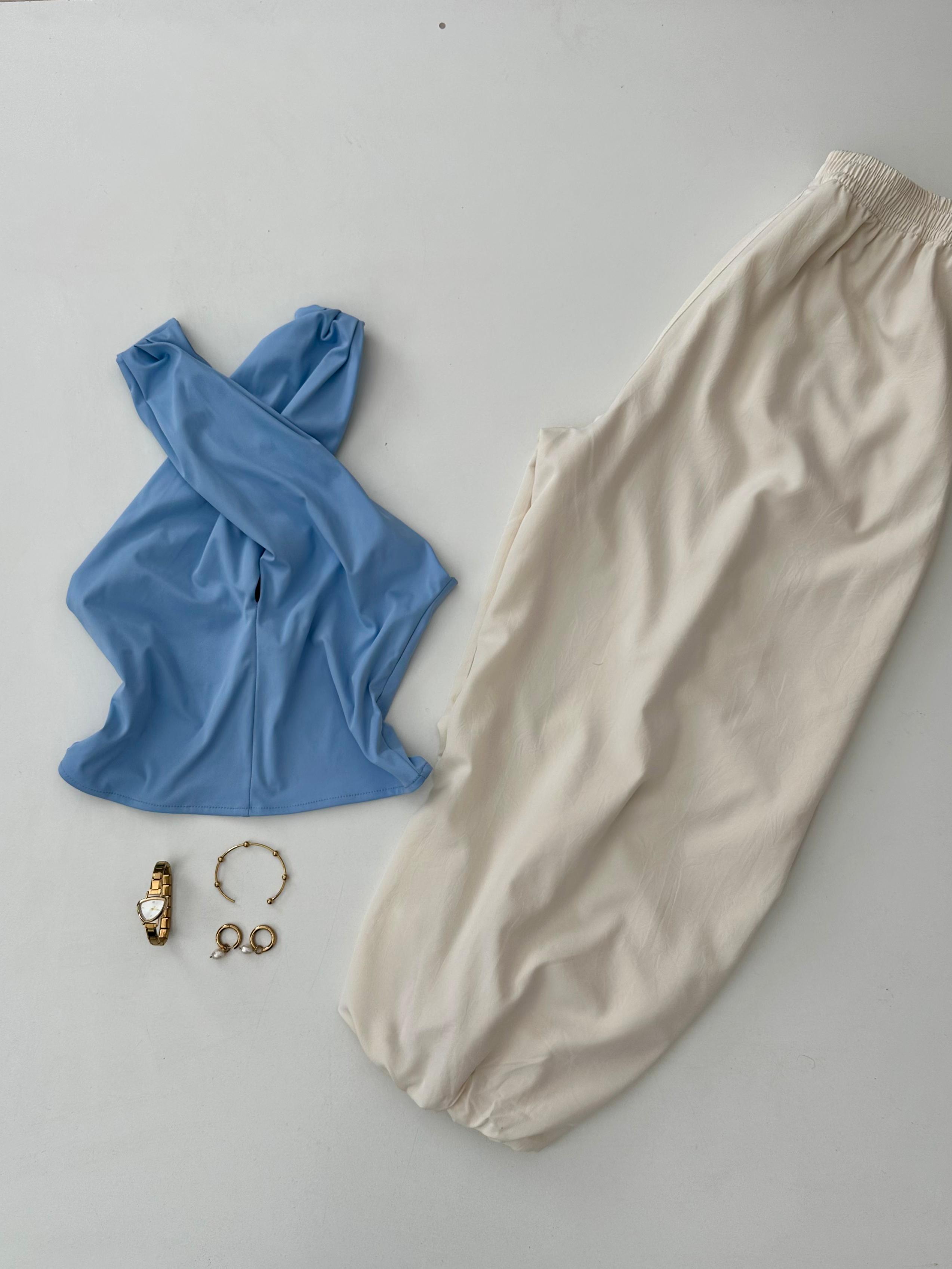 Blusa c/cuello cruzado