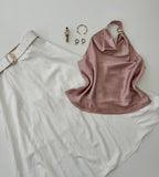 Blusa Halter c/ argolla dorada