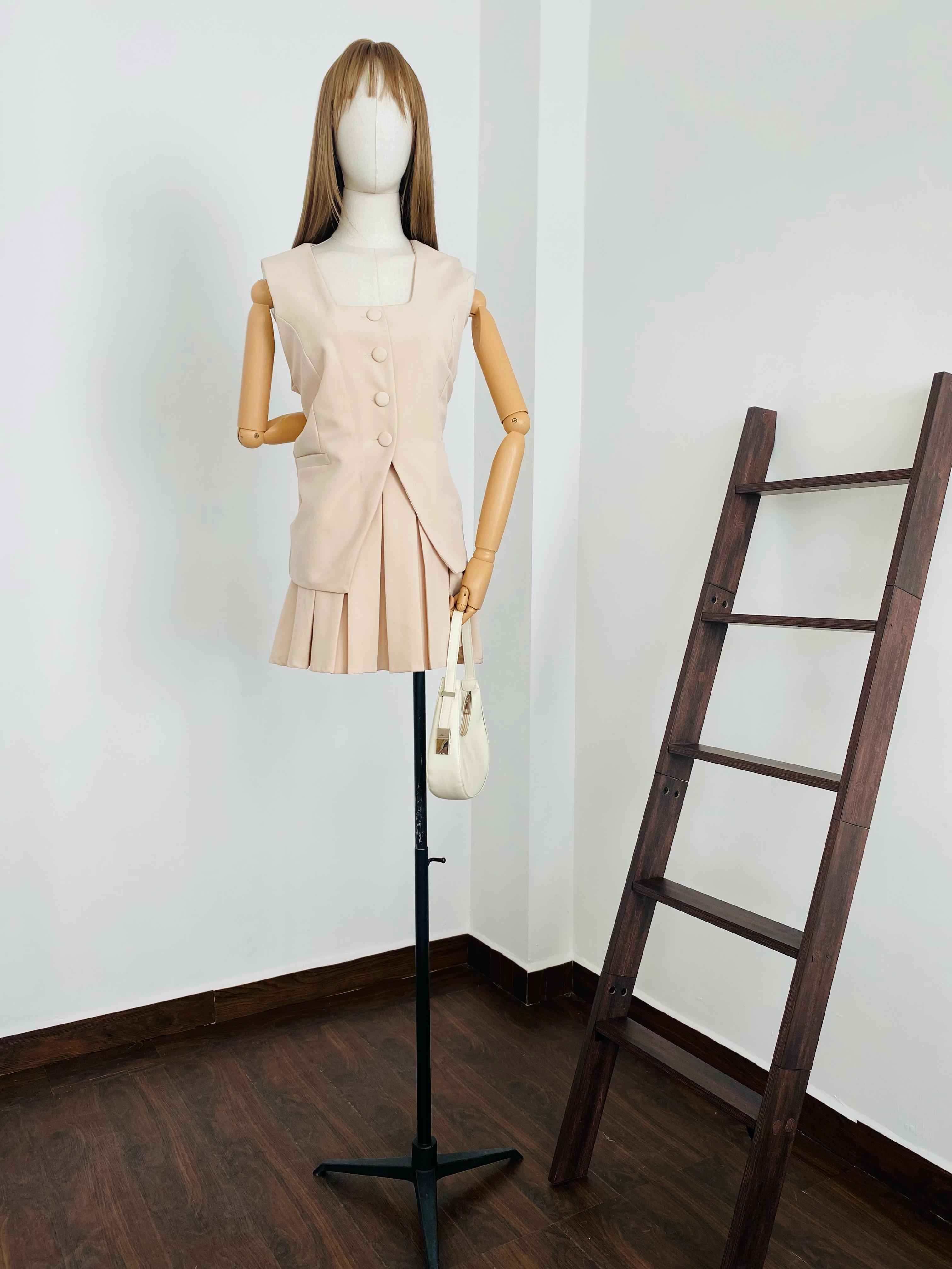 Set chaleco/falda tableada