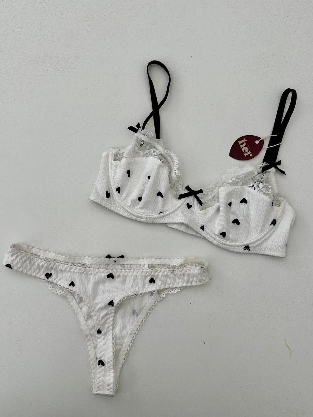 Set corazón c/encaje