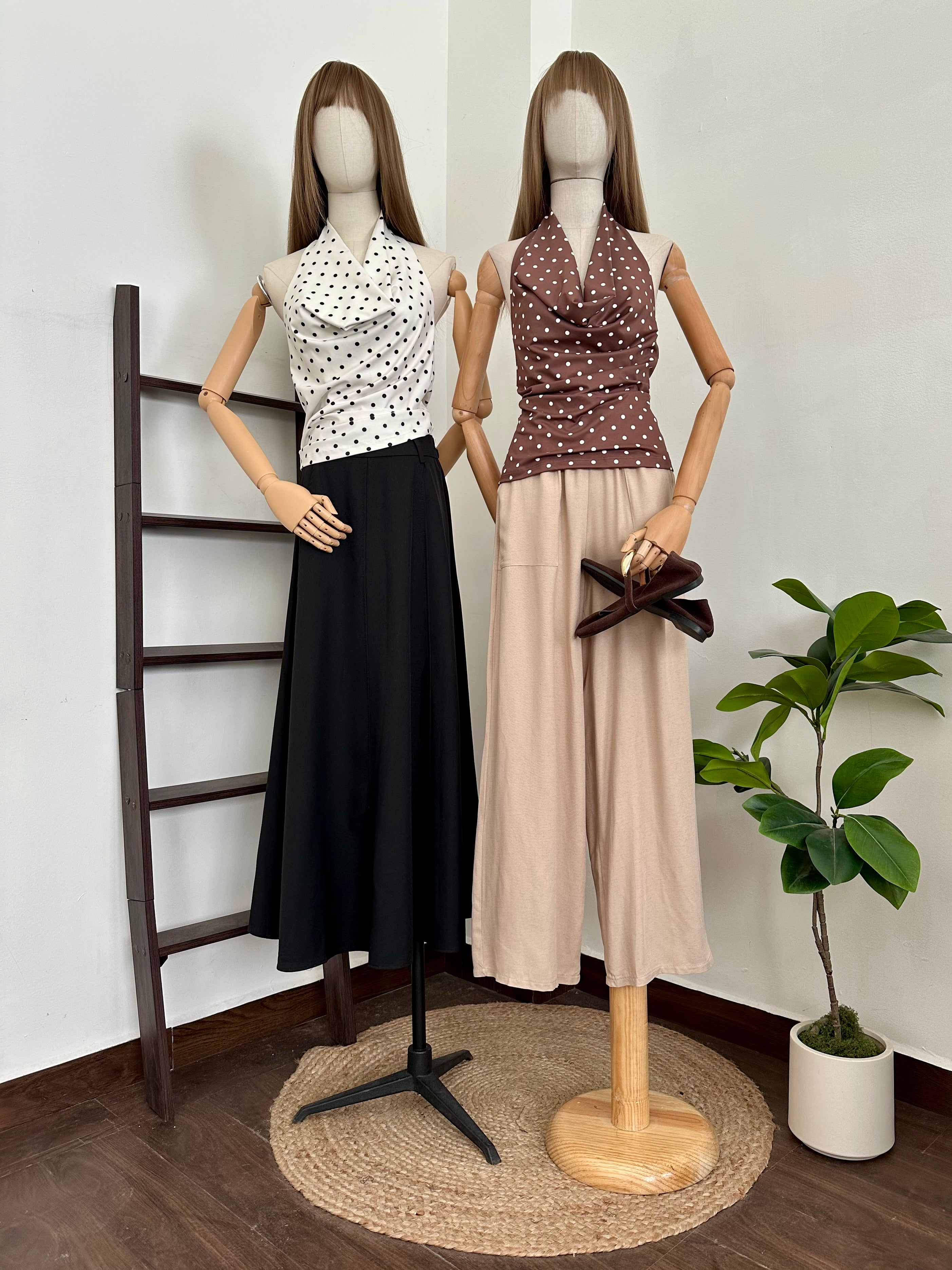 Blusa halter polka dots