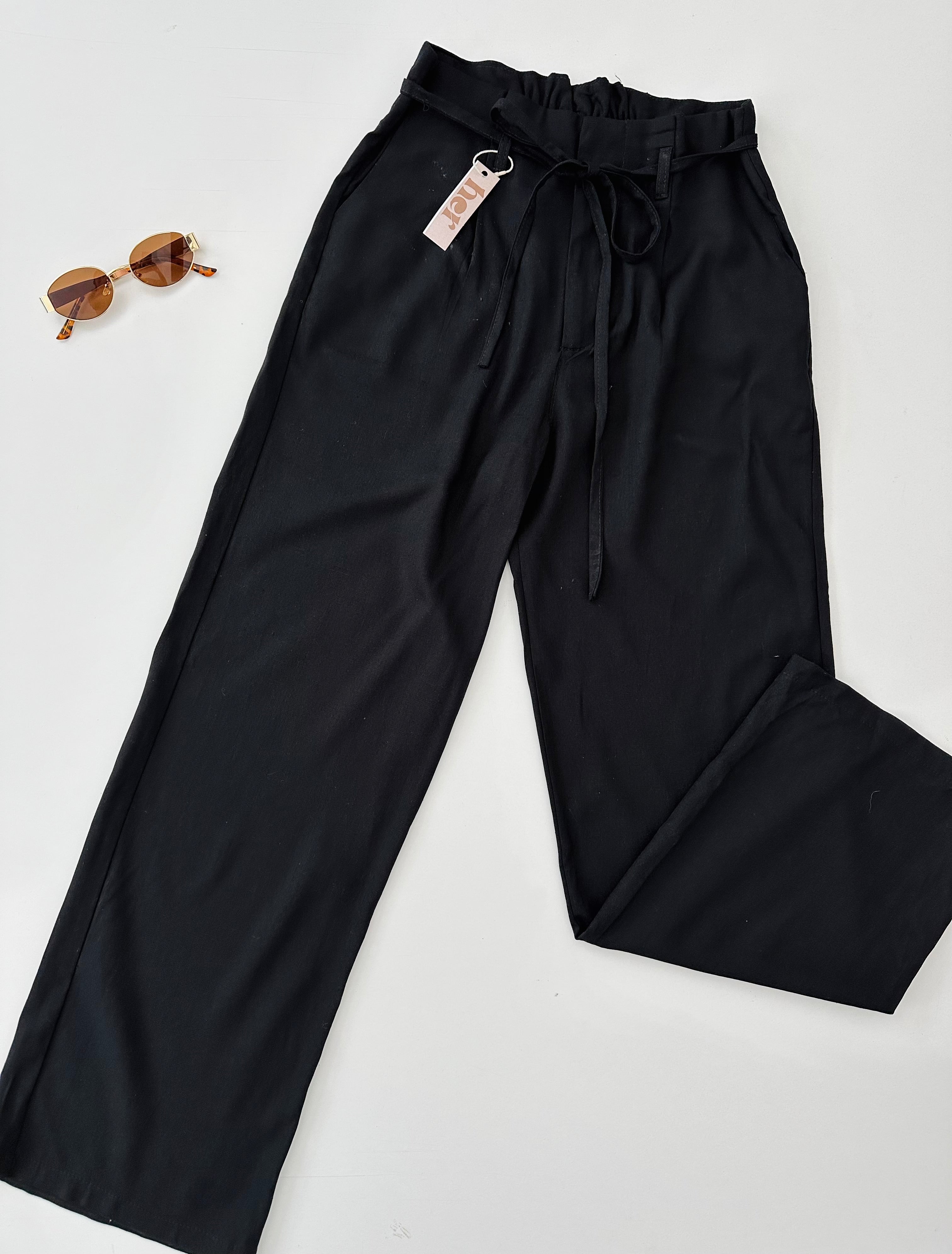Pantalones lino con cinto