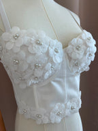 Corset floral c/perlas