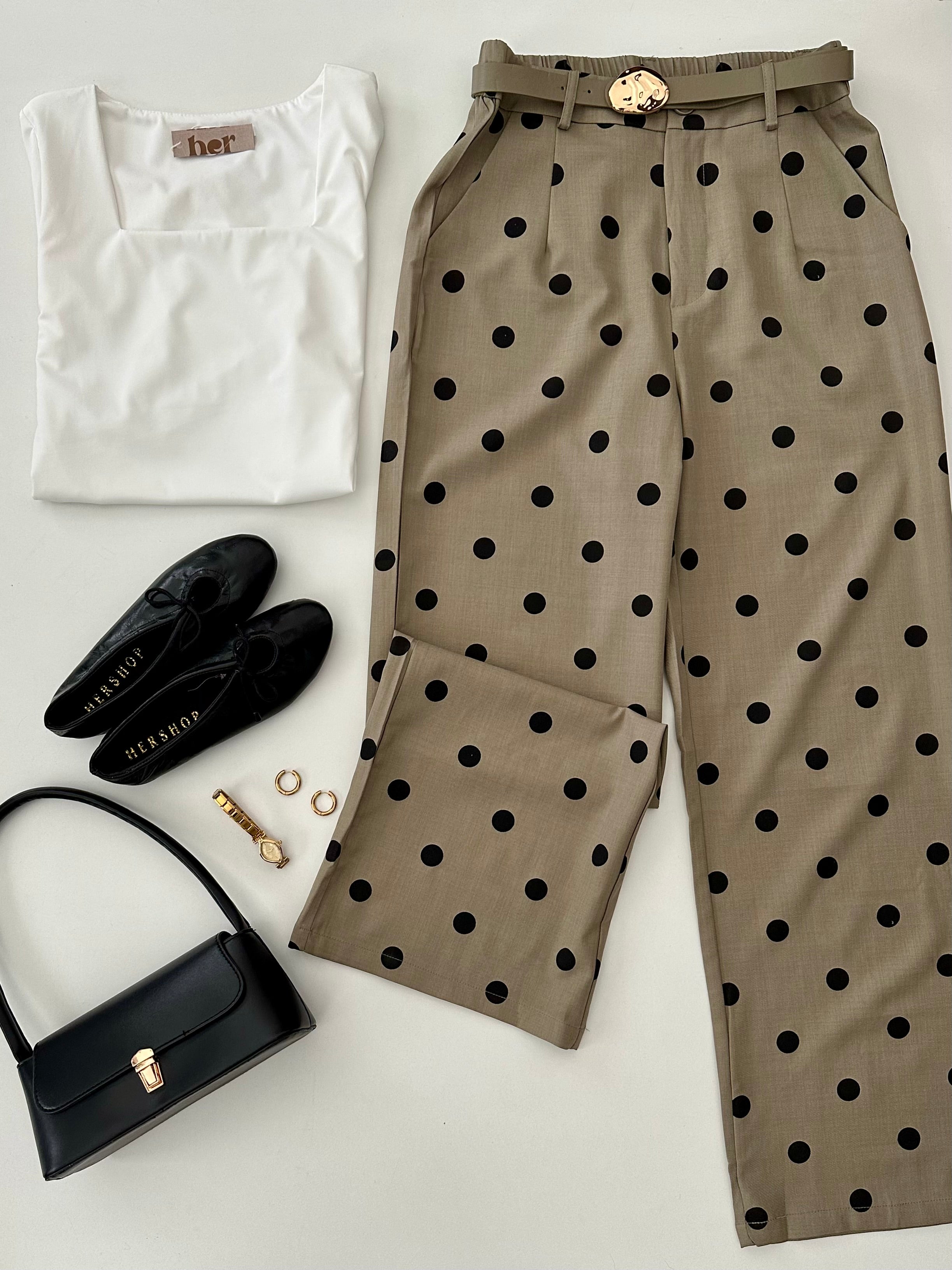 Pantalón polka con cinto