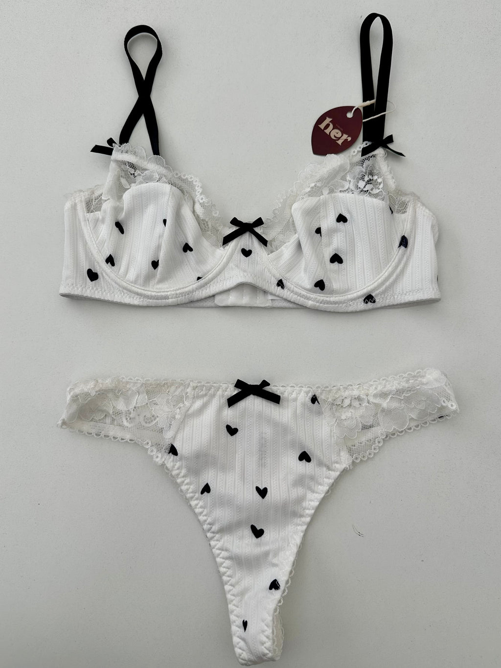 Set corazón c/encaje