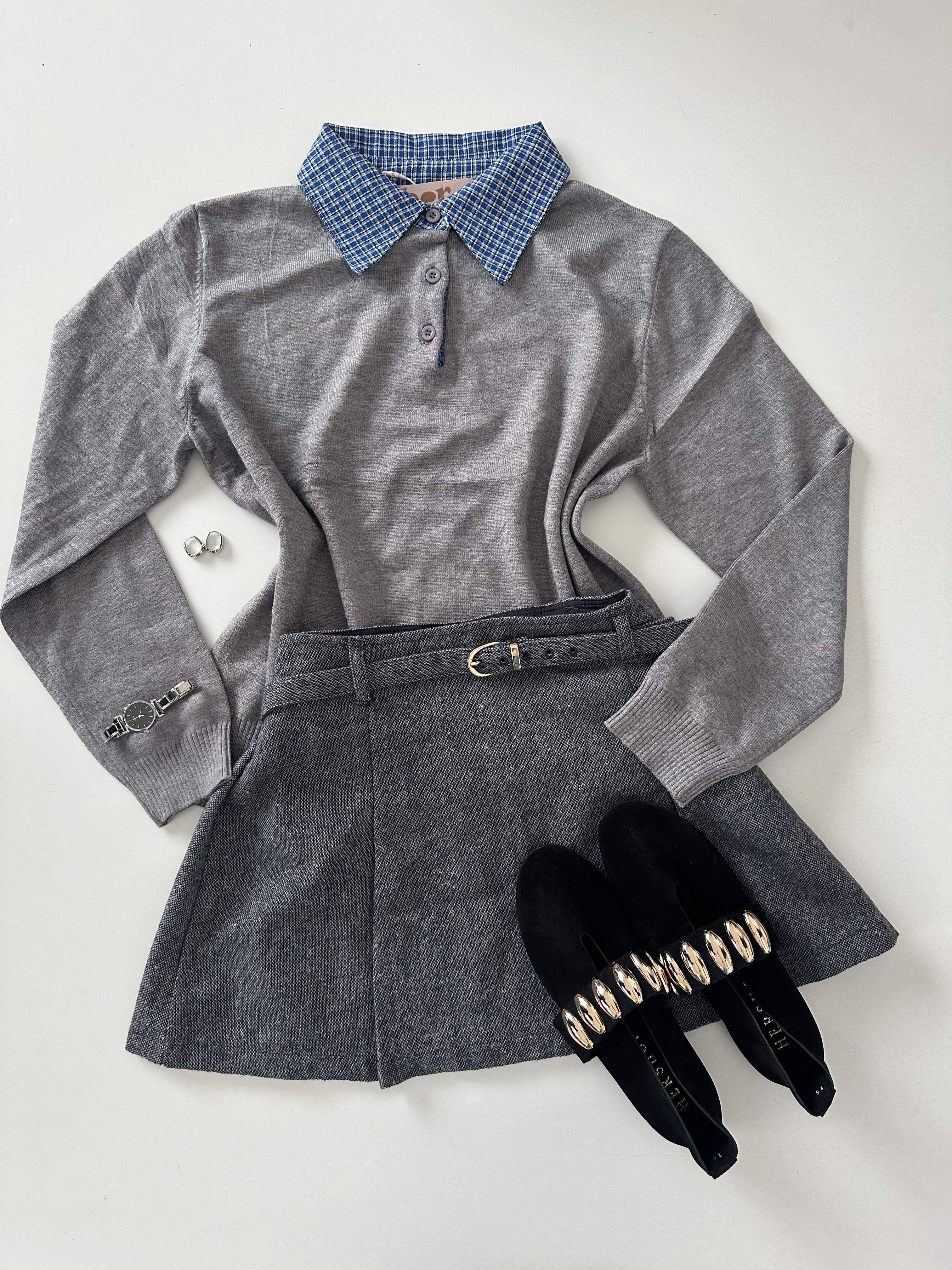 Falda tejida c/cinto