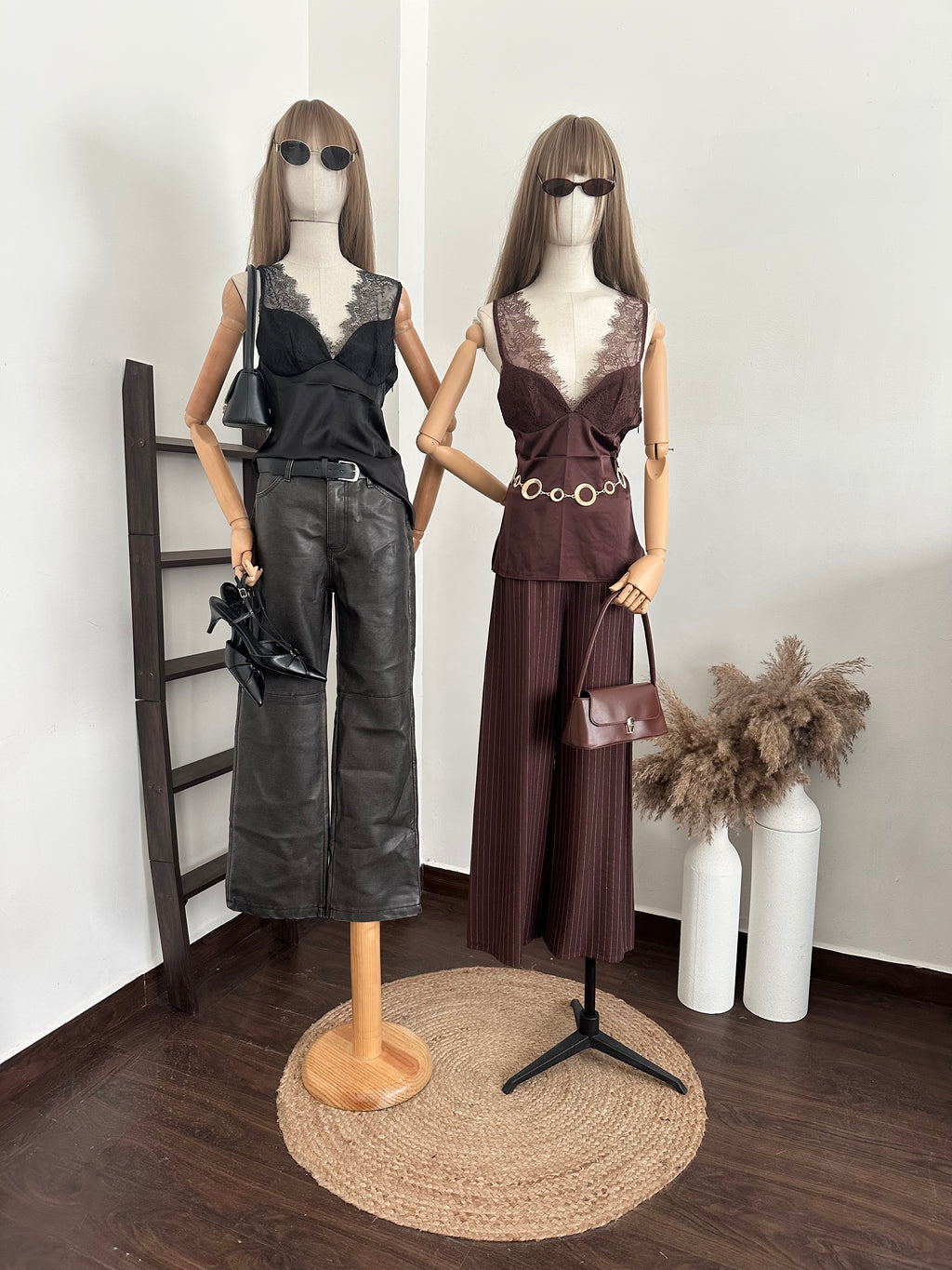 Blusa satín encaje