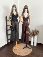 Blusa satín encaje
