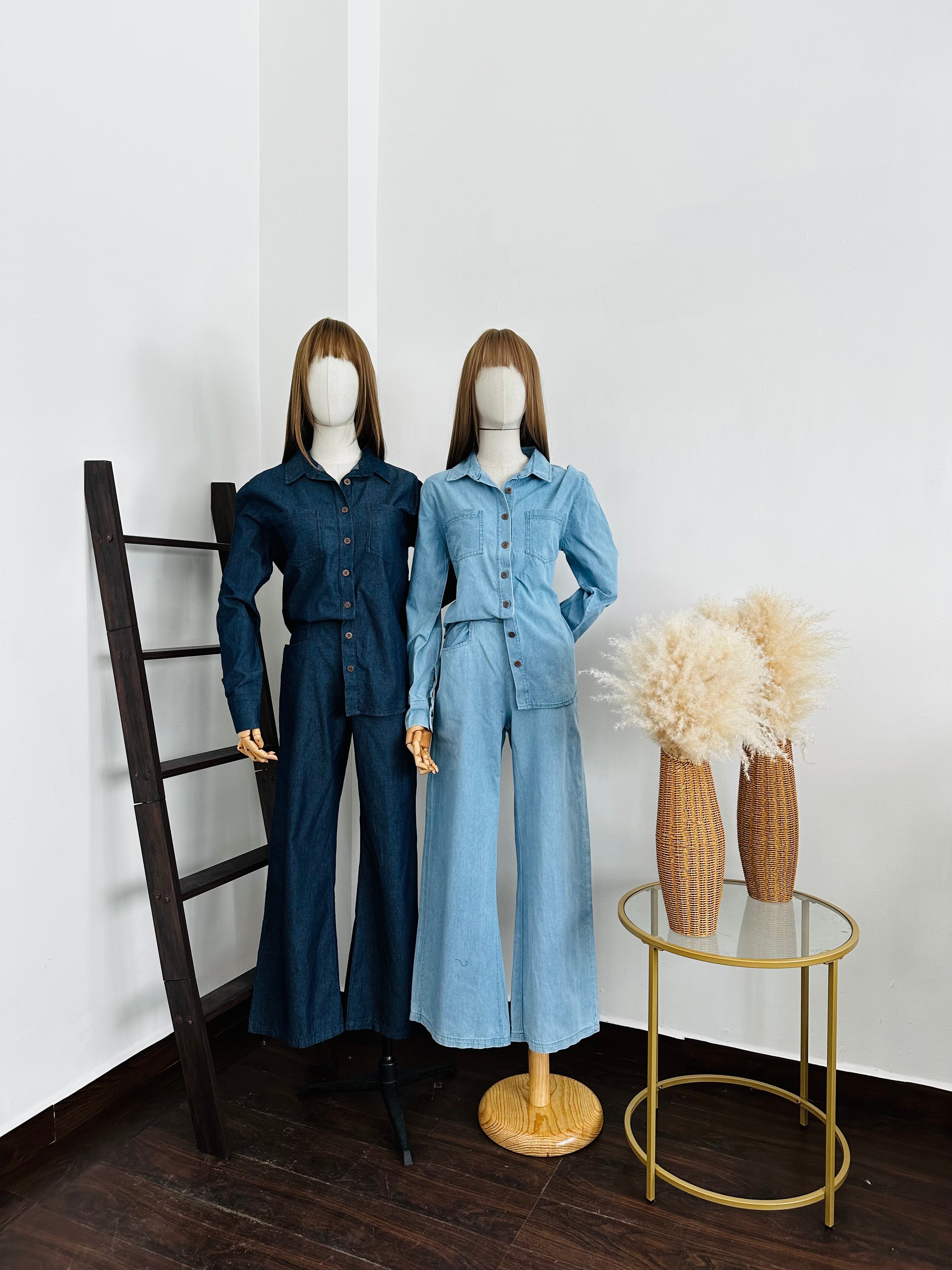 Conjunto denim manga larga