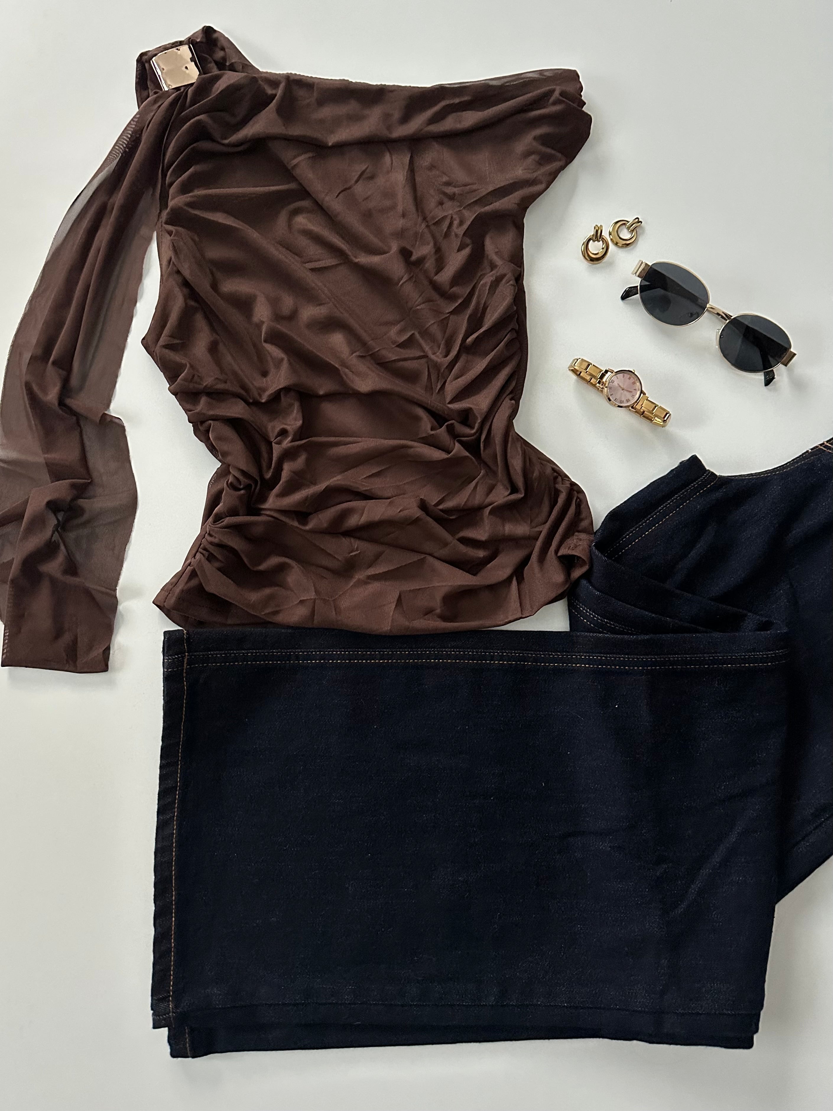 Blusa mesh con listón