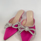 Pink satin double bow mules