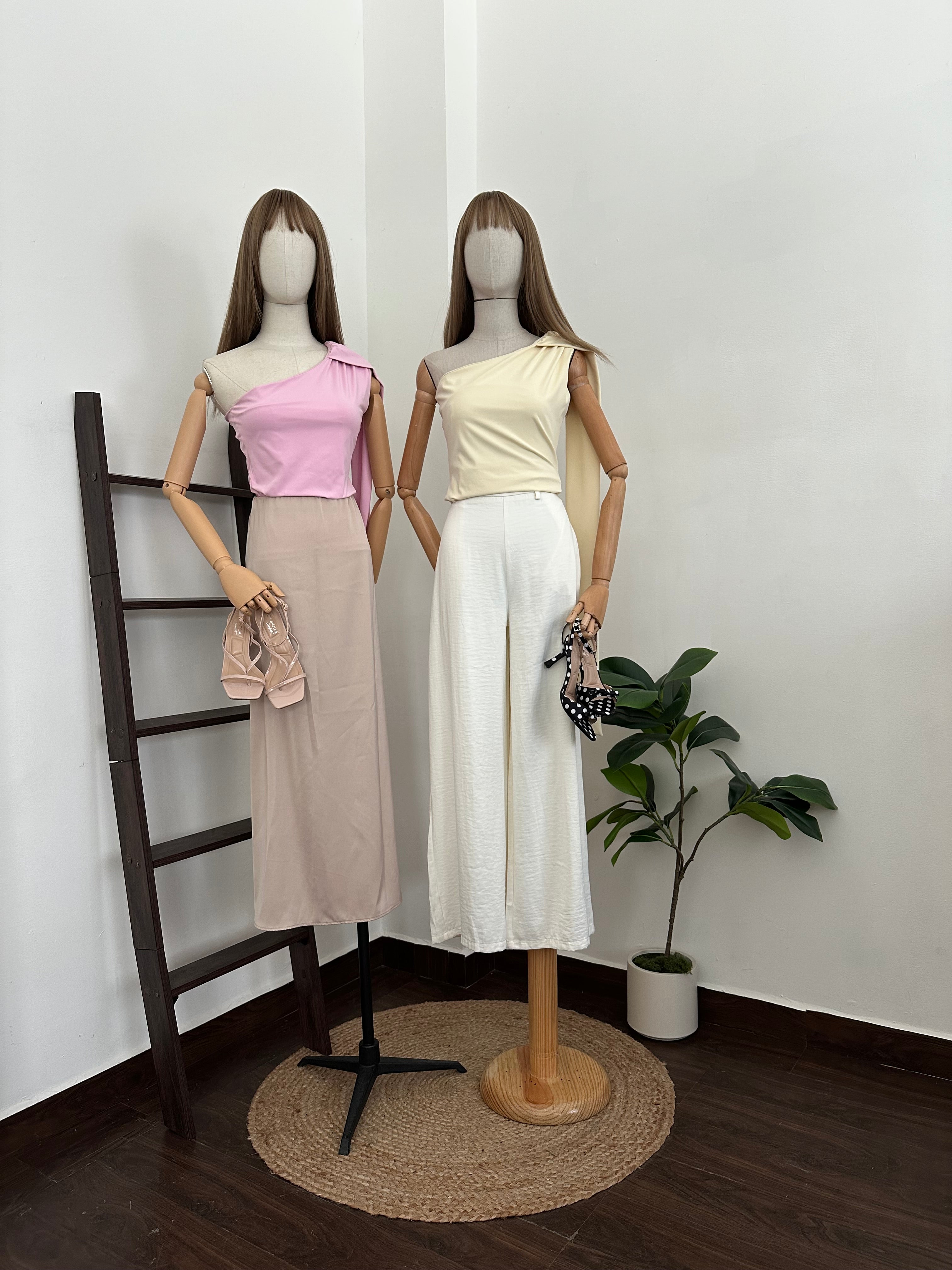 Blusa un hombro listón caído