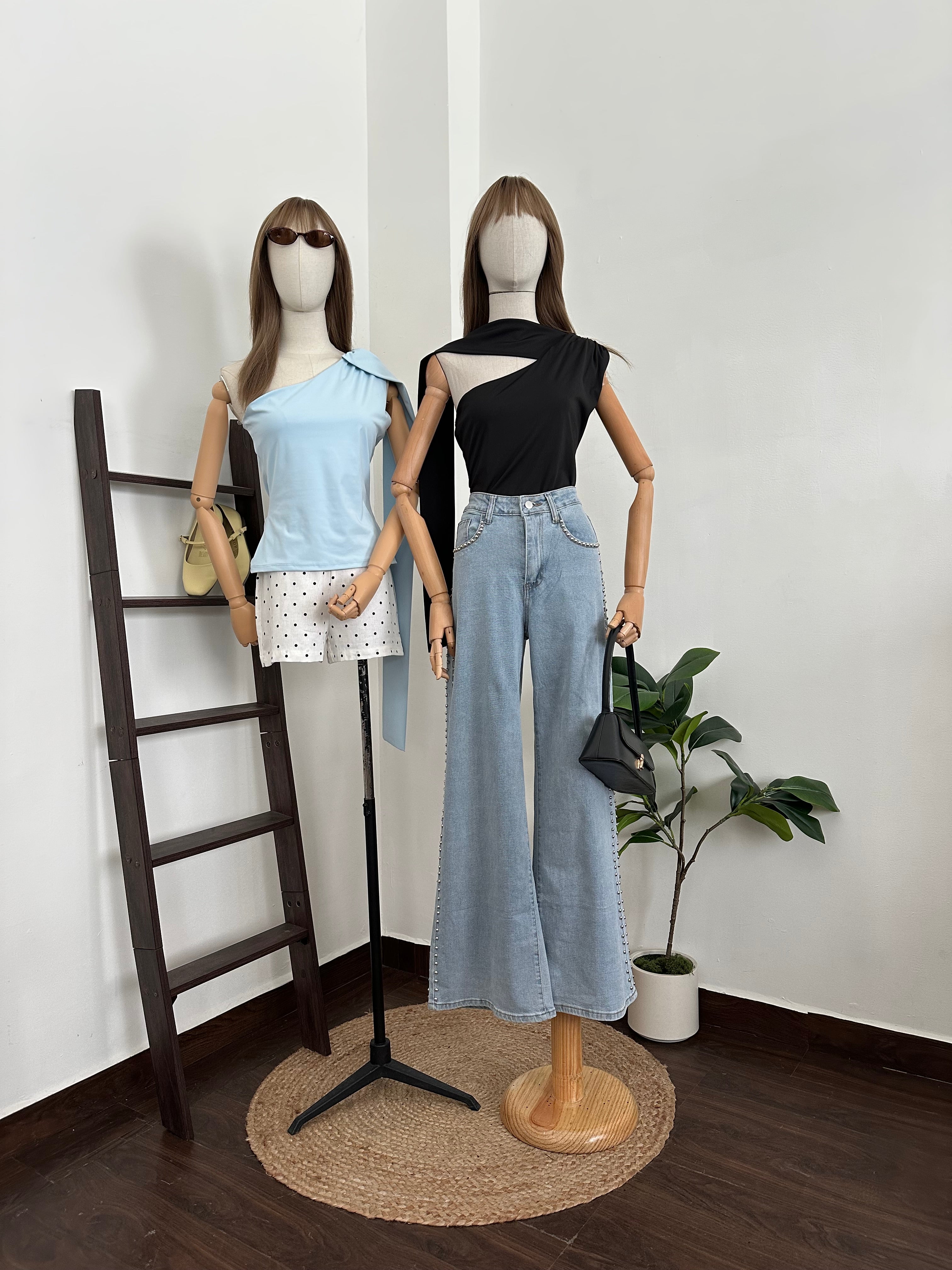 Blusa un hombro listón caído